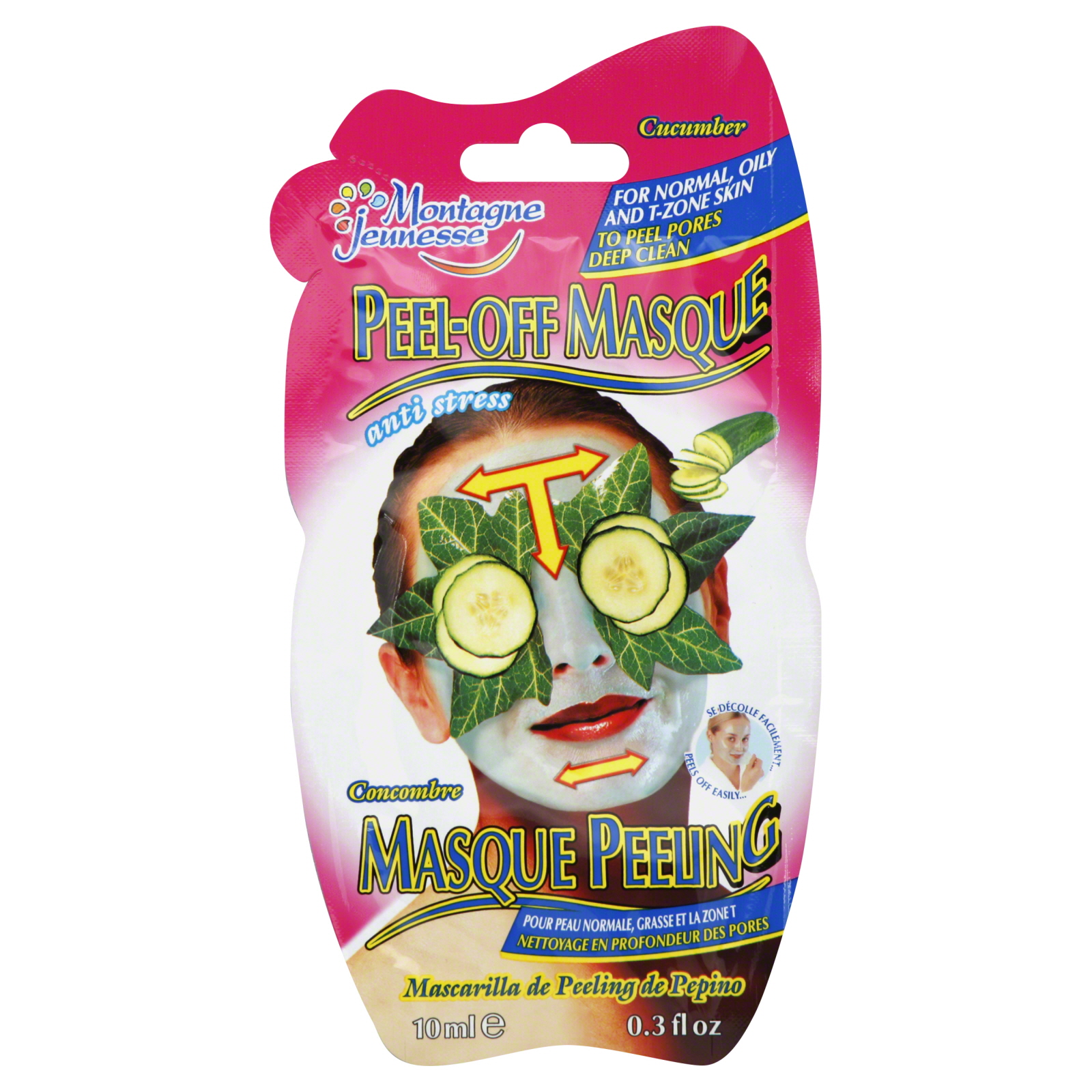 Montagne Jeunesse Masque, Peel-Off, Anti Stress, Cucumber, 0.3 fl oz (10 ml)