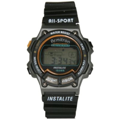 Armitron All-Sport Watch, Digital, Silver & Black Case/Black Strap, 1 watch