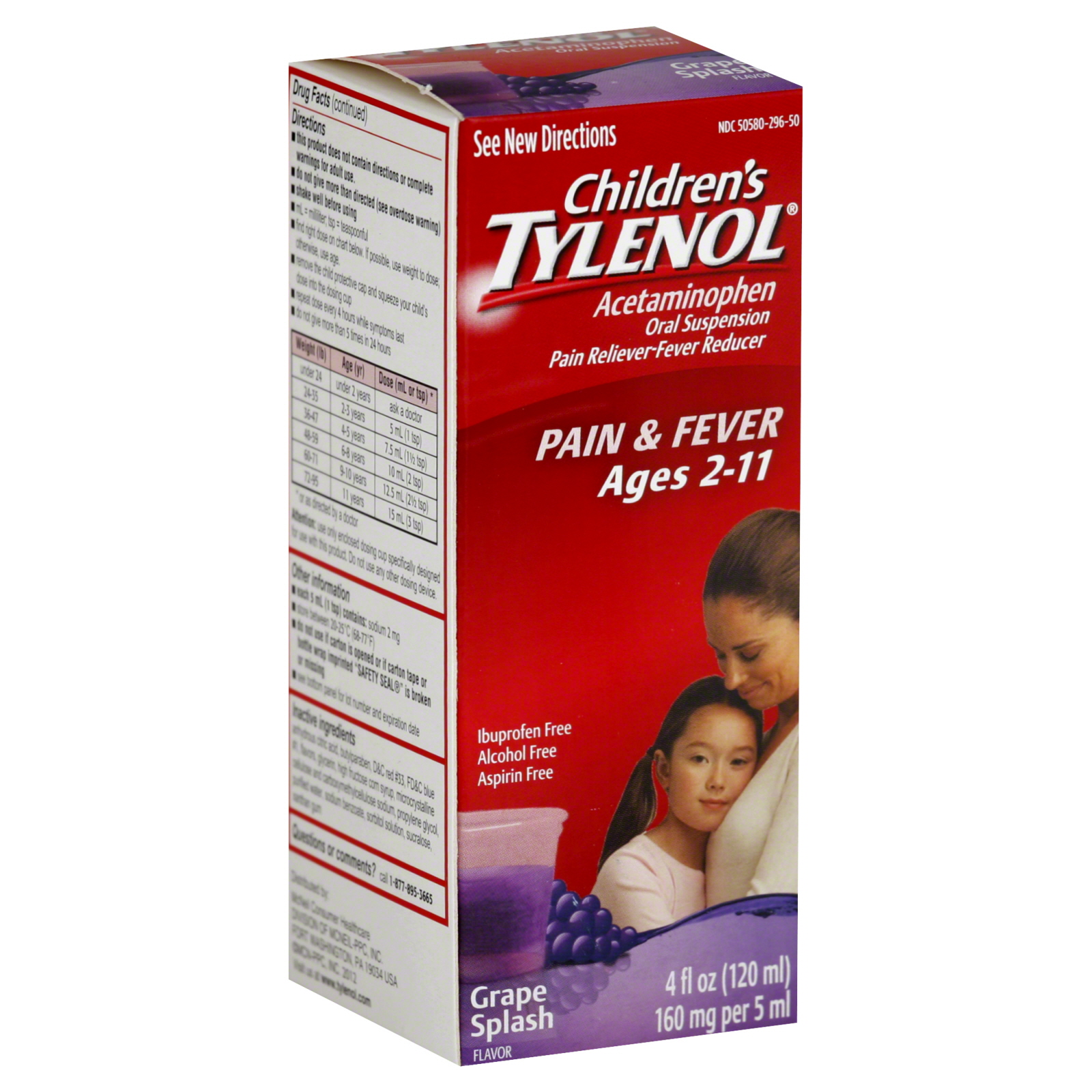 Tylenol Children's  Oral Suspension, Fever Reducer and Pain Reliever, Grape, 4 fl oz