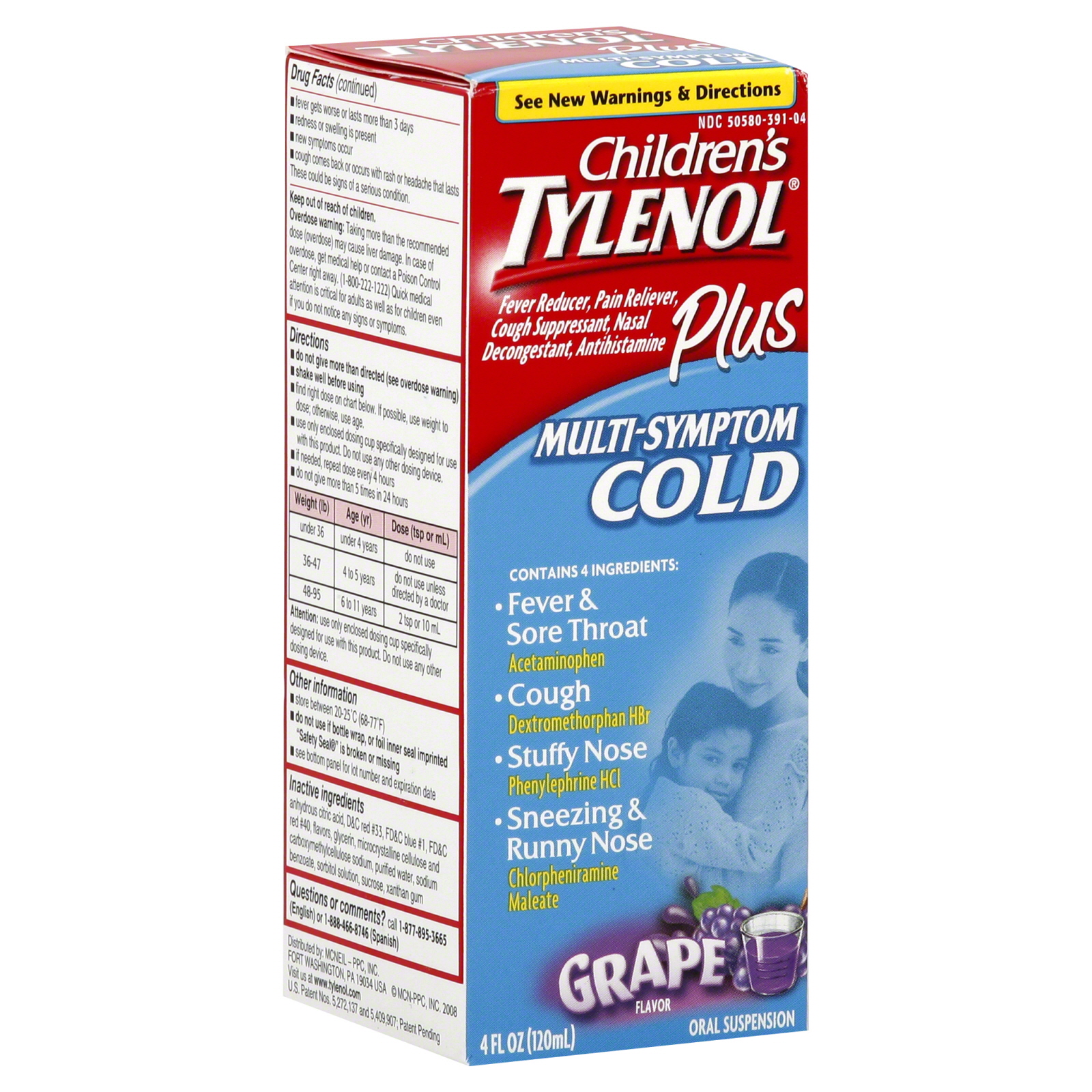 Children's Plus Cold, Multi-Symptom, Oral Suspension, Grape Flavor, 4 fl oz (120 ml)