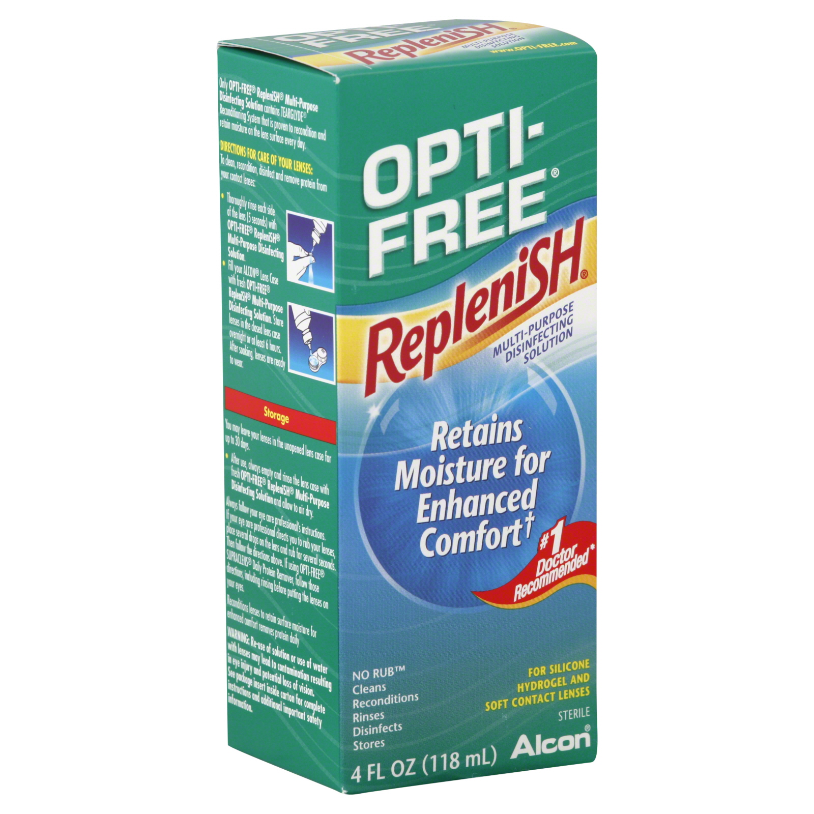 Alcon Opti-Free Replenish Disinfecting Solution, Multi-Purpose, Carry On Size, 4 fl oz (118 ml)