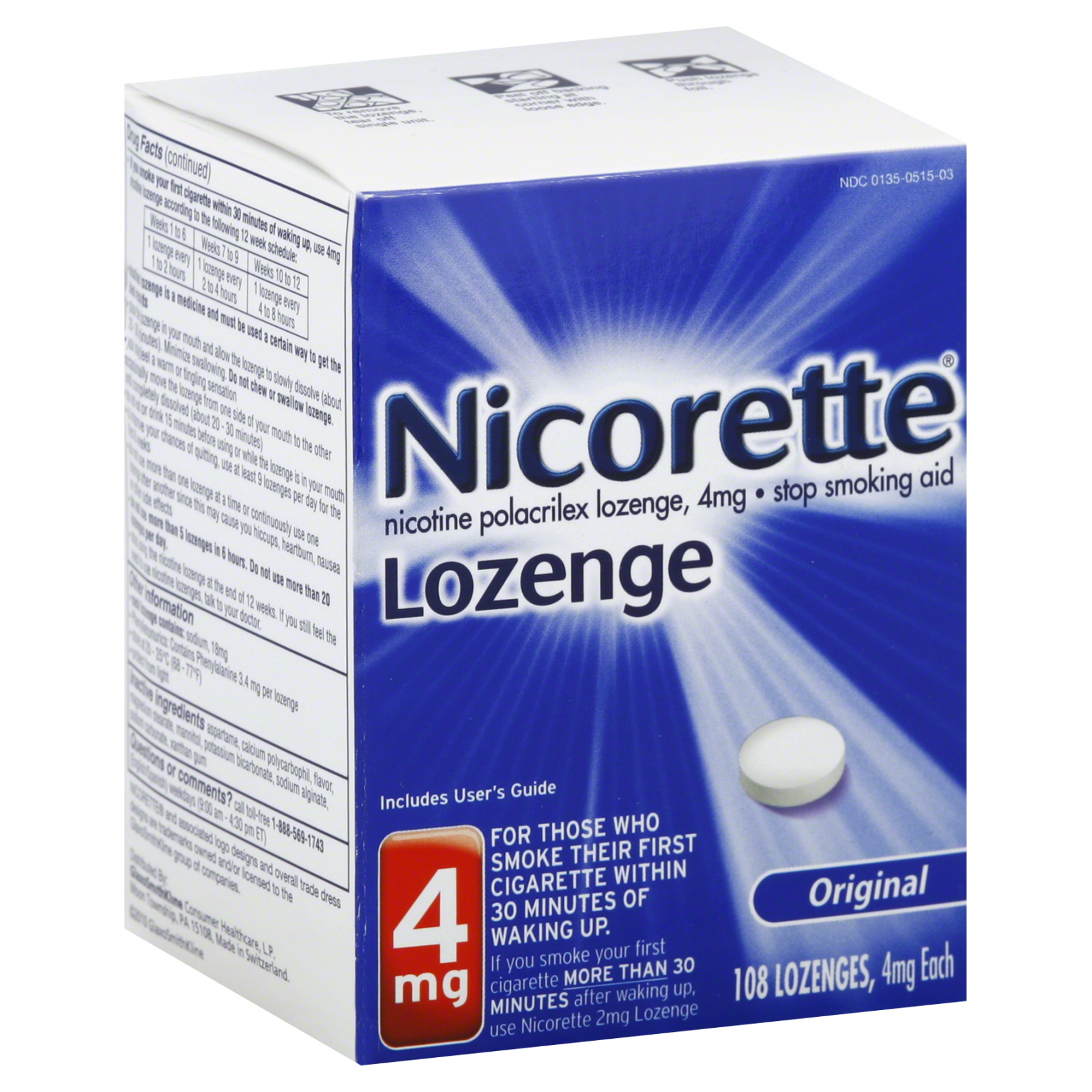 Commit Stop Smoking Aid, 4 mg, Lozenges, Original Flavor, 108 lozenges