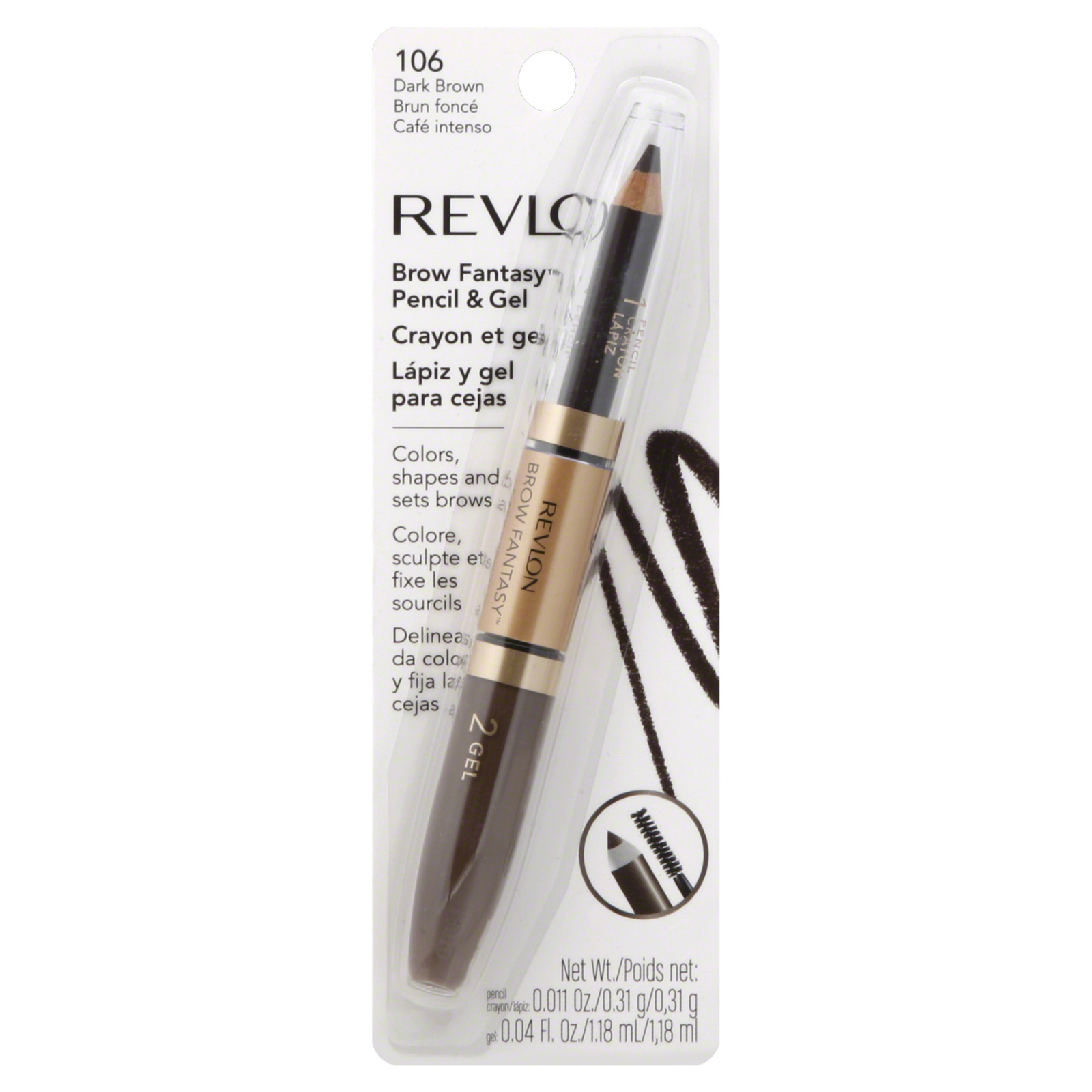 Revlon Brow Fantasy Pencil & Gel, Dark Brown
