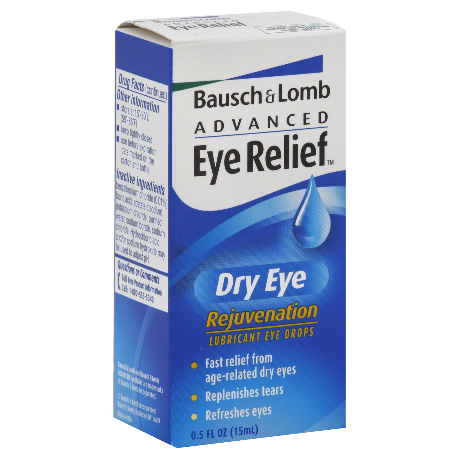Moisture Eyes Advanced Eye Relief Lubricant Eye Drops, Rejuvenation, Dry Eye, 0.5 fl oz (15 ml)