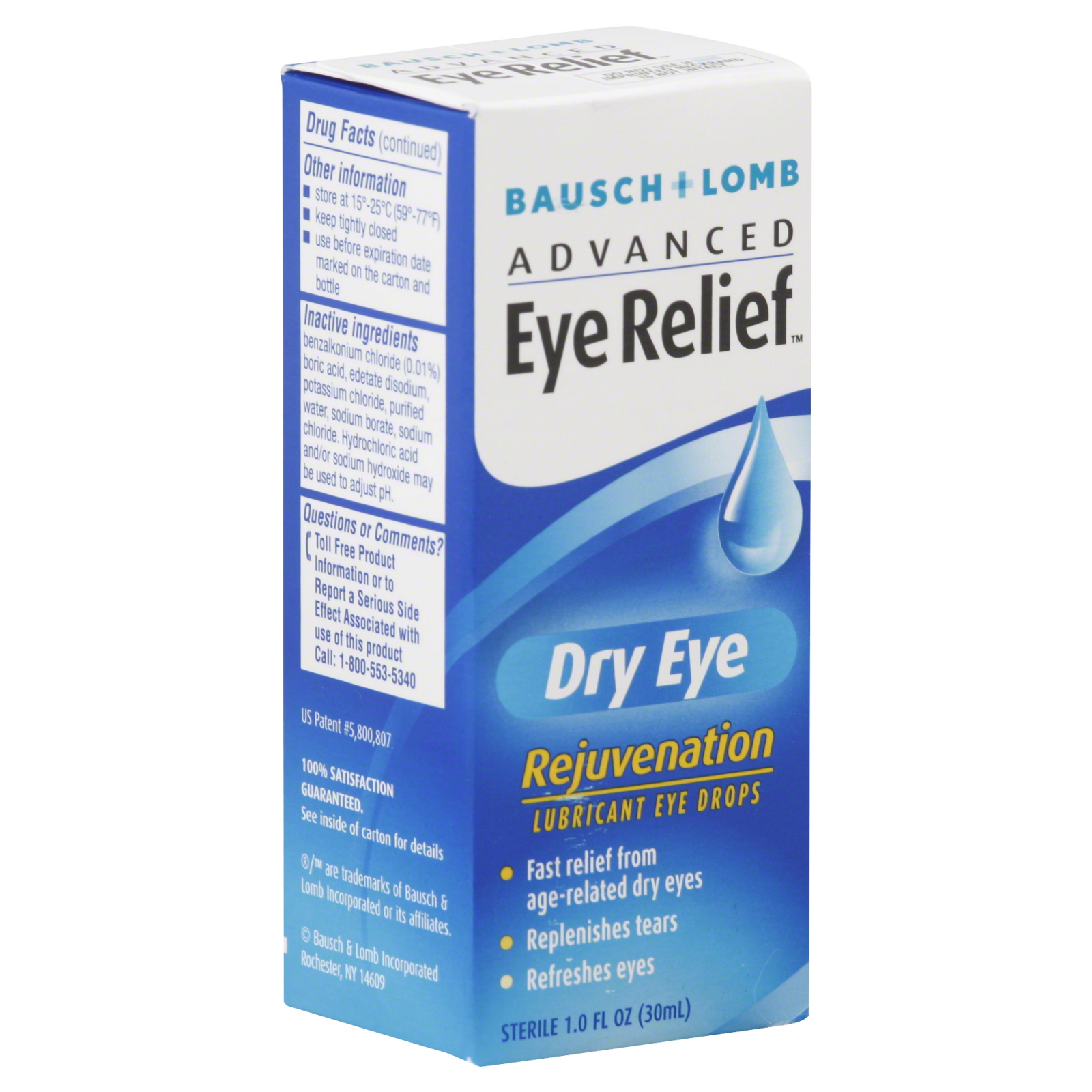 Bausch & Lomb Advanced Eye Relief Eye Drops, Lubricant, Rejuvenation, Dry Eye, 1 fl oz (30 ml)