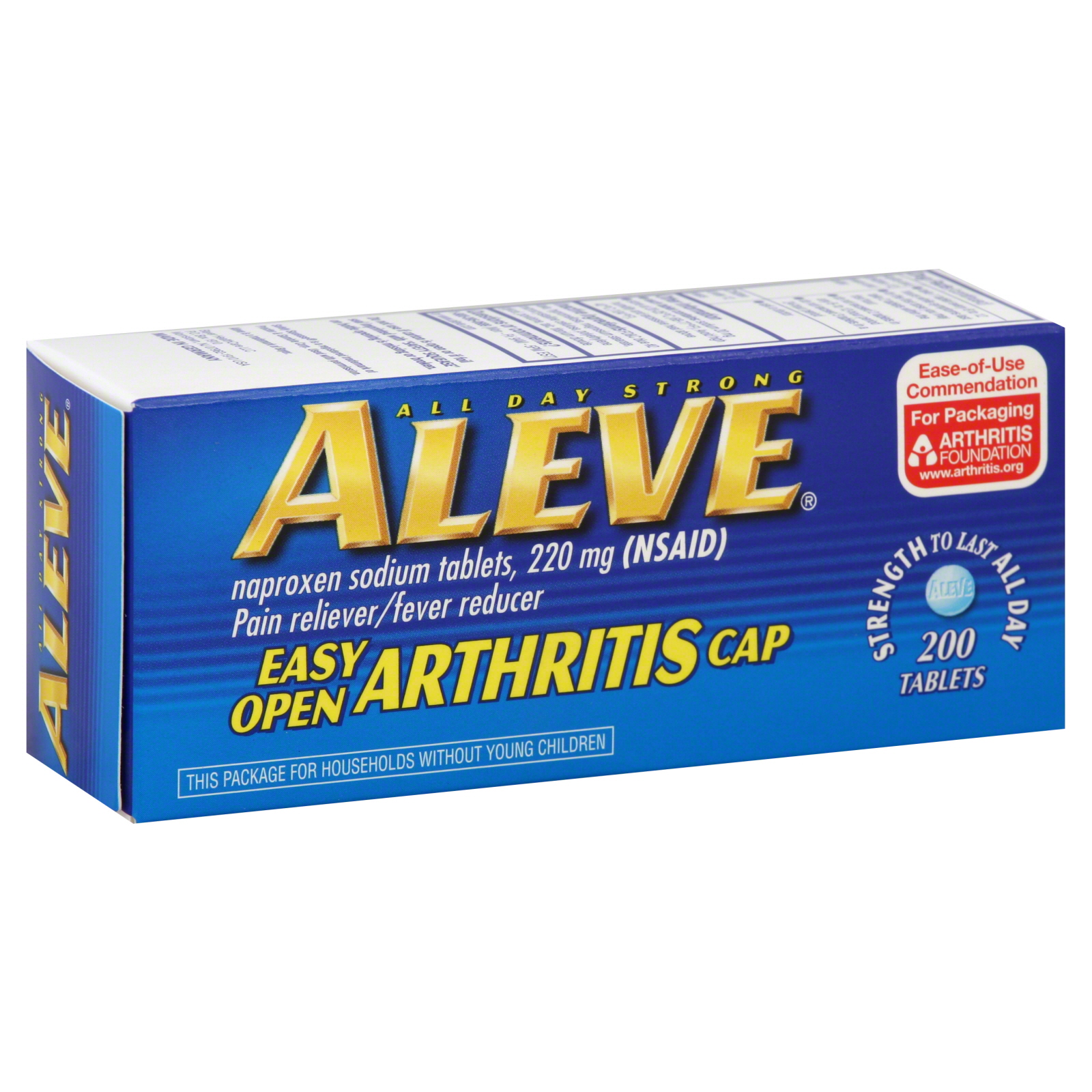 Aleve Pain Reliever/Fever Reducer, 220 mg, Tablets, 200 tablets