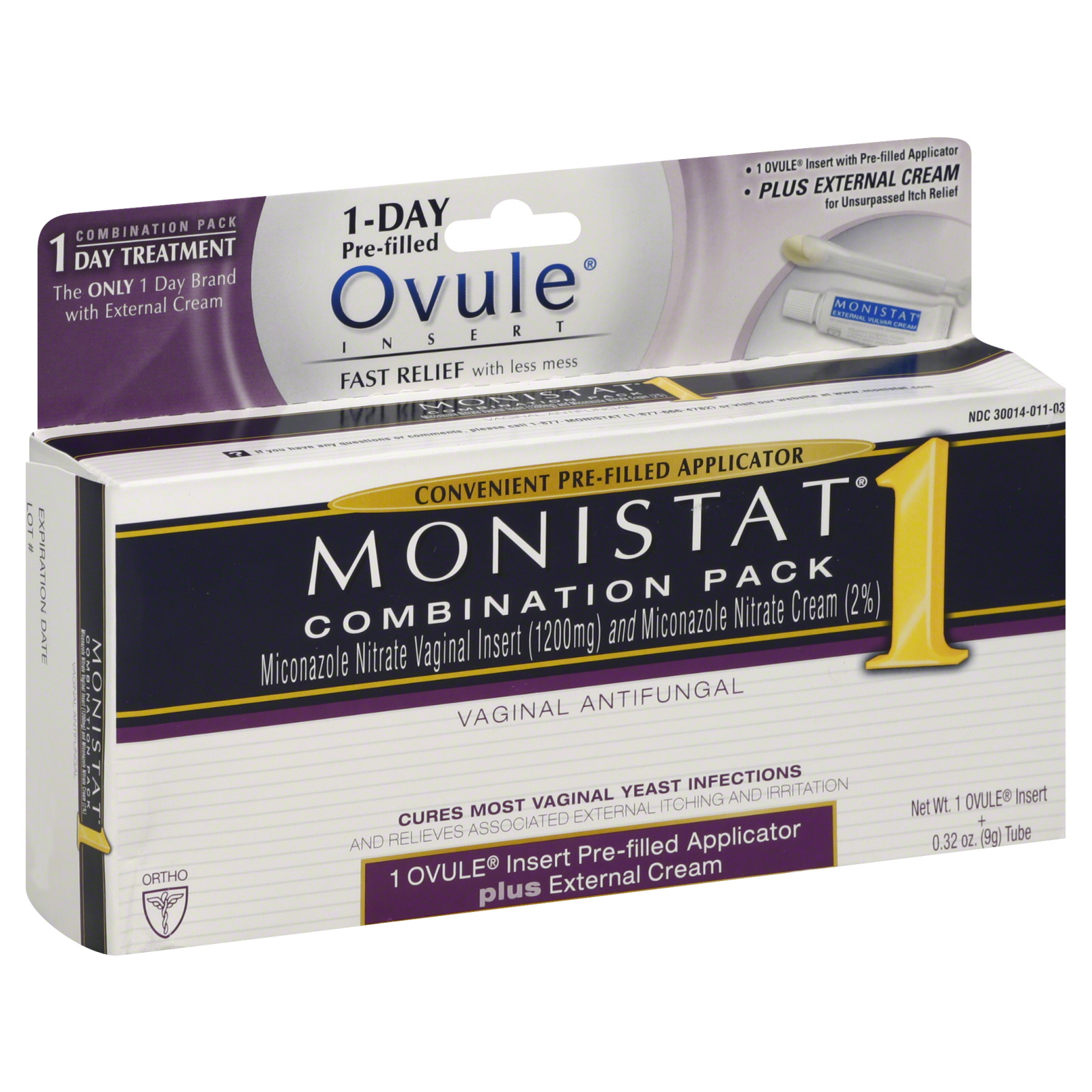 Monistat 1 Vaginal Antifungal, Combination Pack, 1 pack