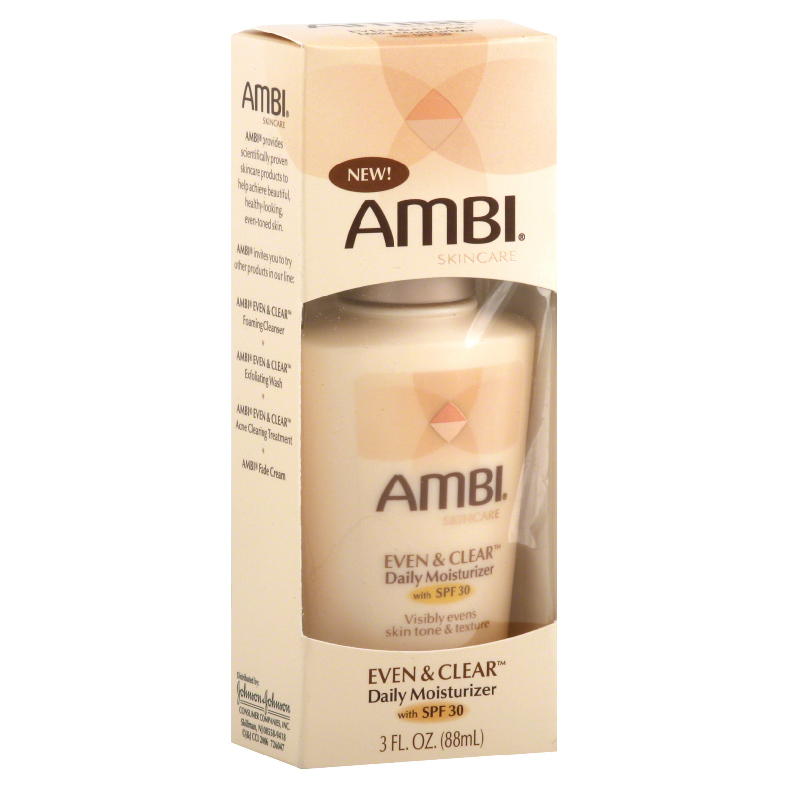 Ambi Toys Even & Clear Daily Moisturizer with SPF 30, 3 fl oz (88 ml)