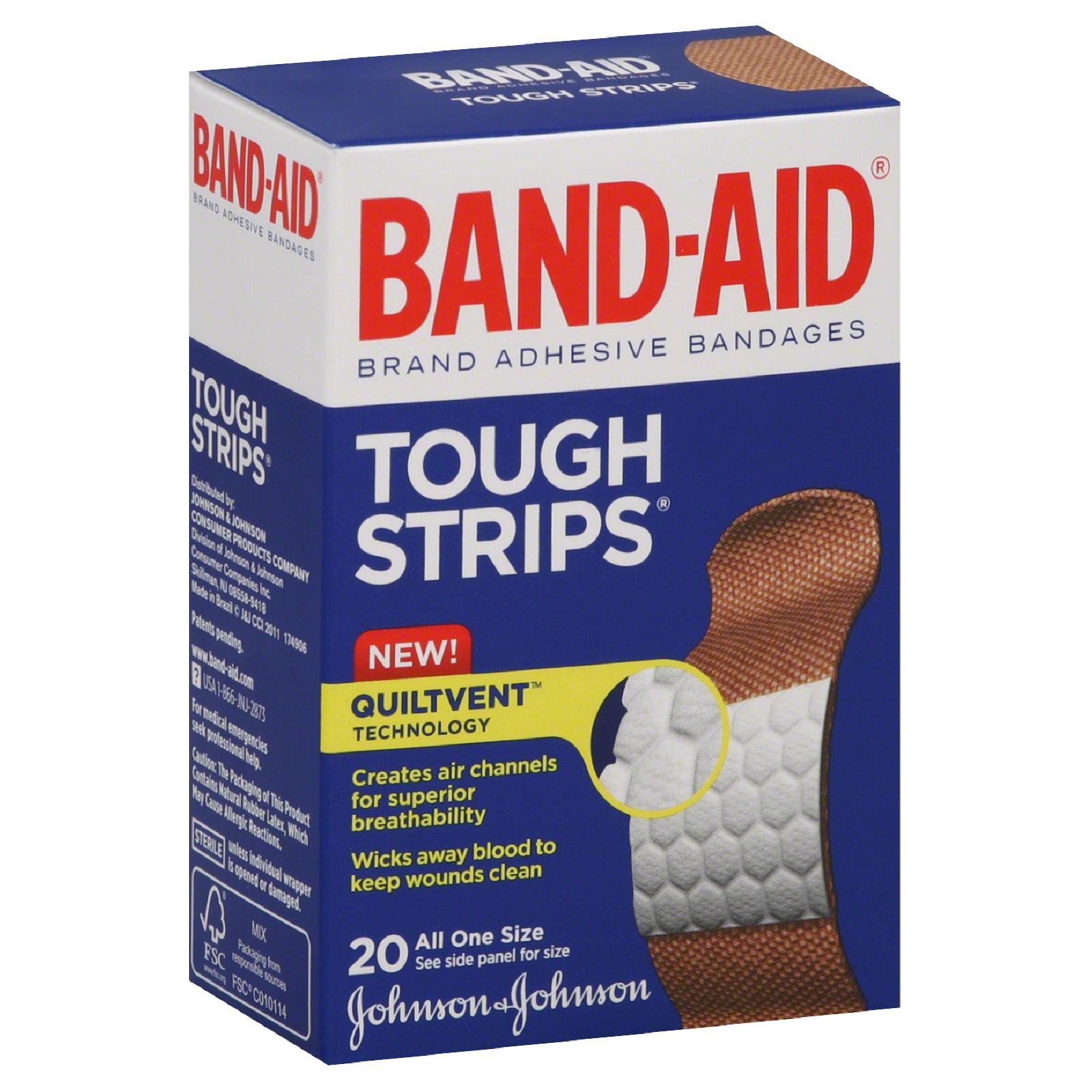 Band-Aid Tough-Strips Adhesive Bandages, All One Size, 20 bandages