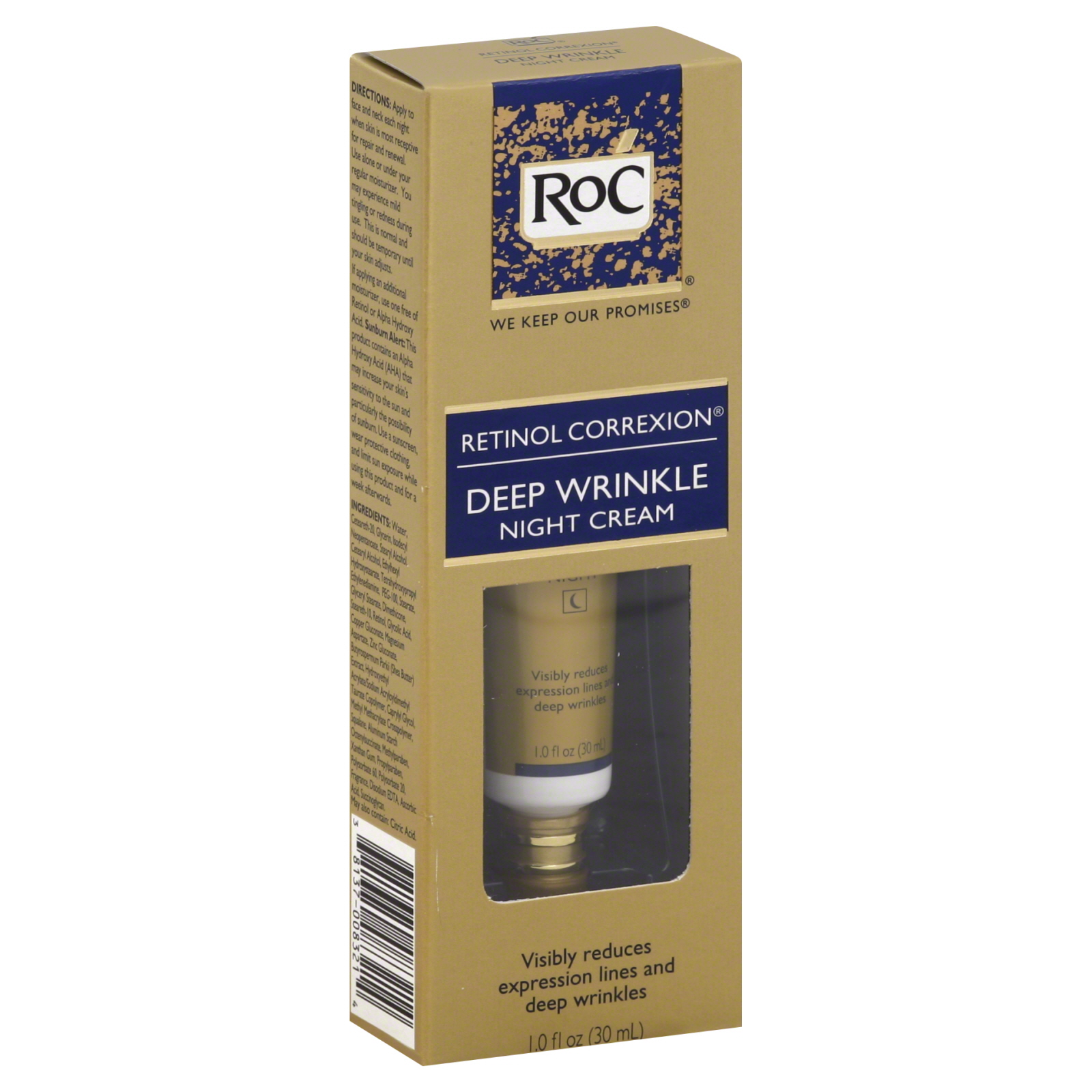 RoC Retinol Correxion Night Cream, Deep Wrinkle, 1.0 fl oz (30 ml)