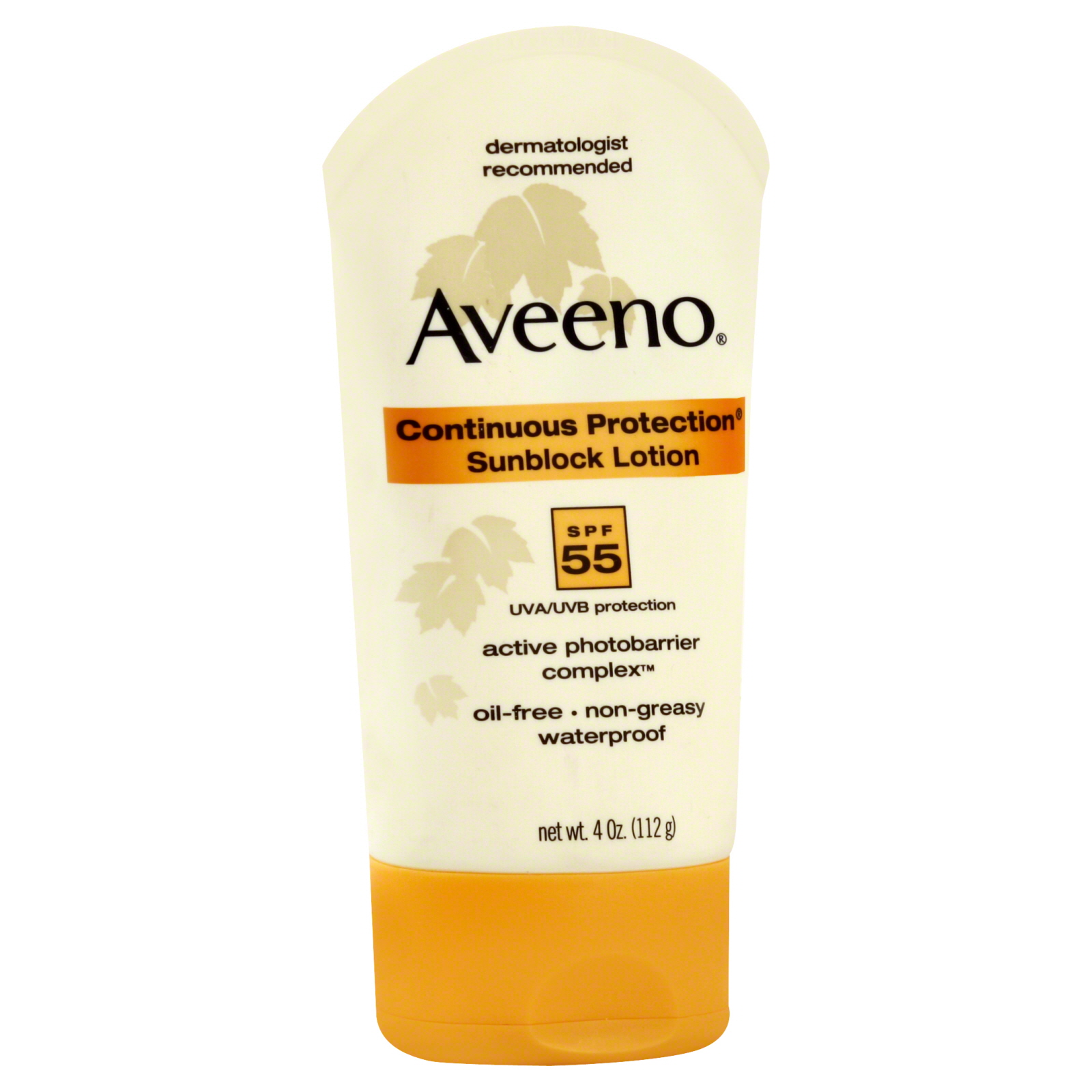 Aveeno Sunblock Lotion, Continuous Protection, SPF 55, 4 oz (112 g)