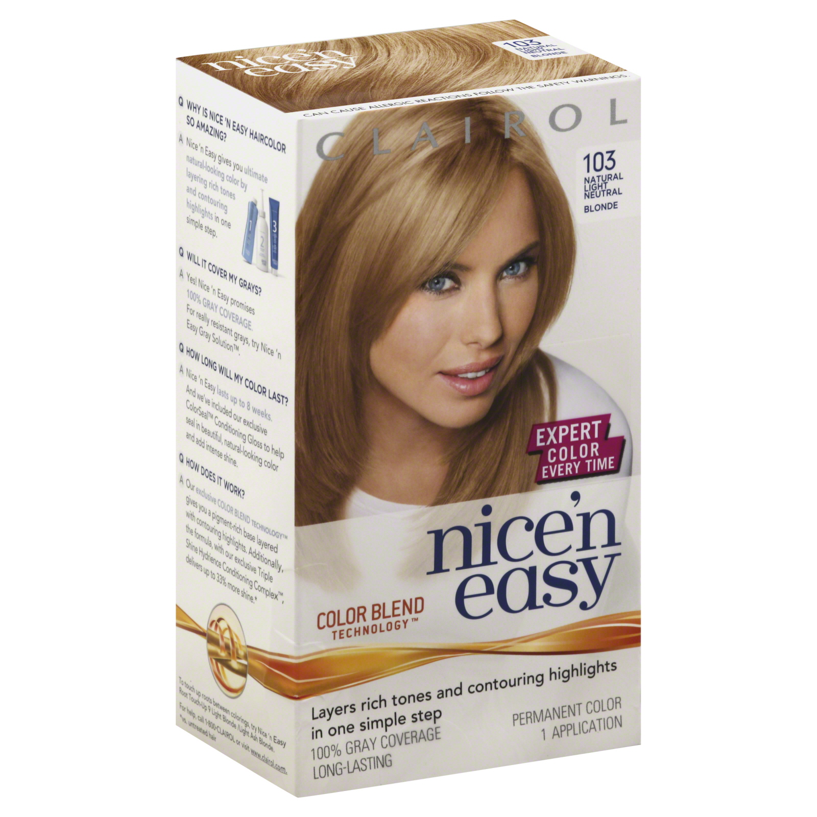 Clairol Nice 'n Easy Hair Color, Natural Light Neutral Blonde (103)