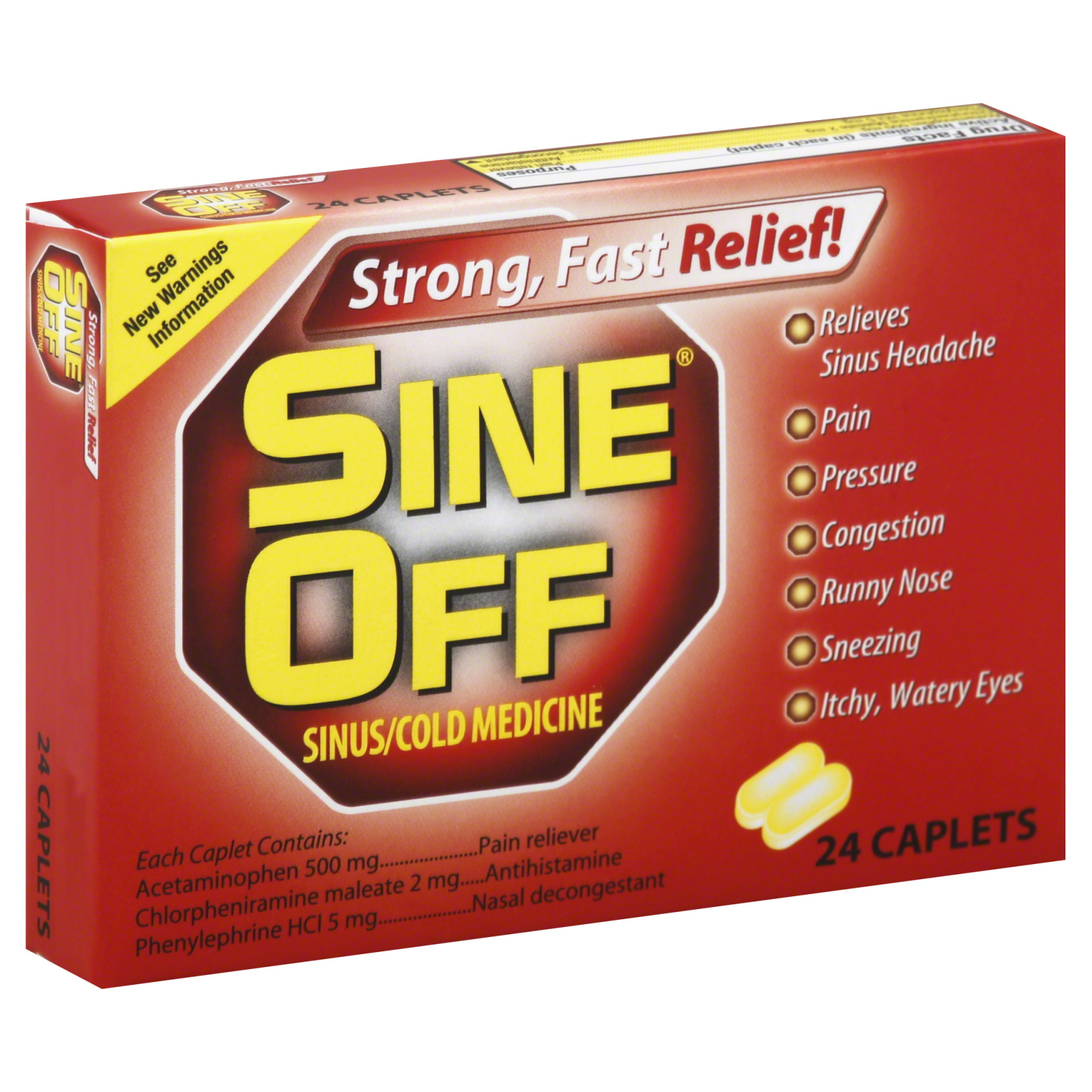 Sine Off Sinus/Cold Medicine, Caplets, 24 caplets