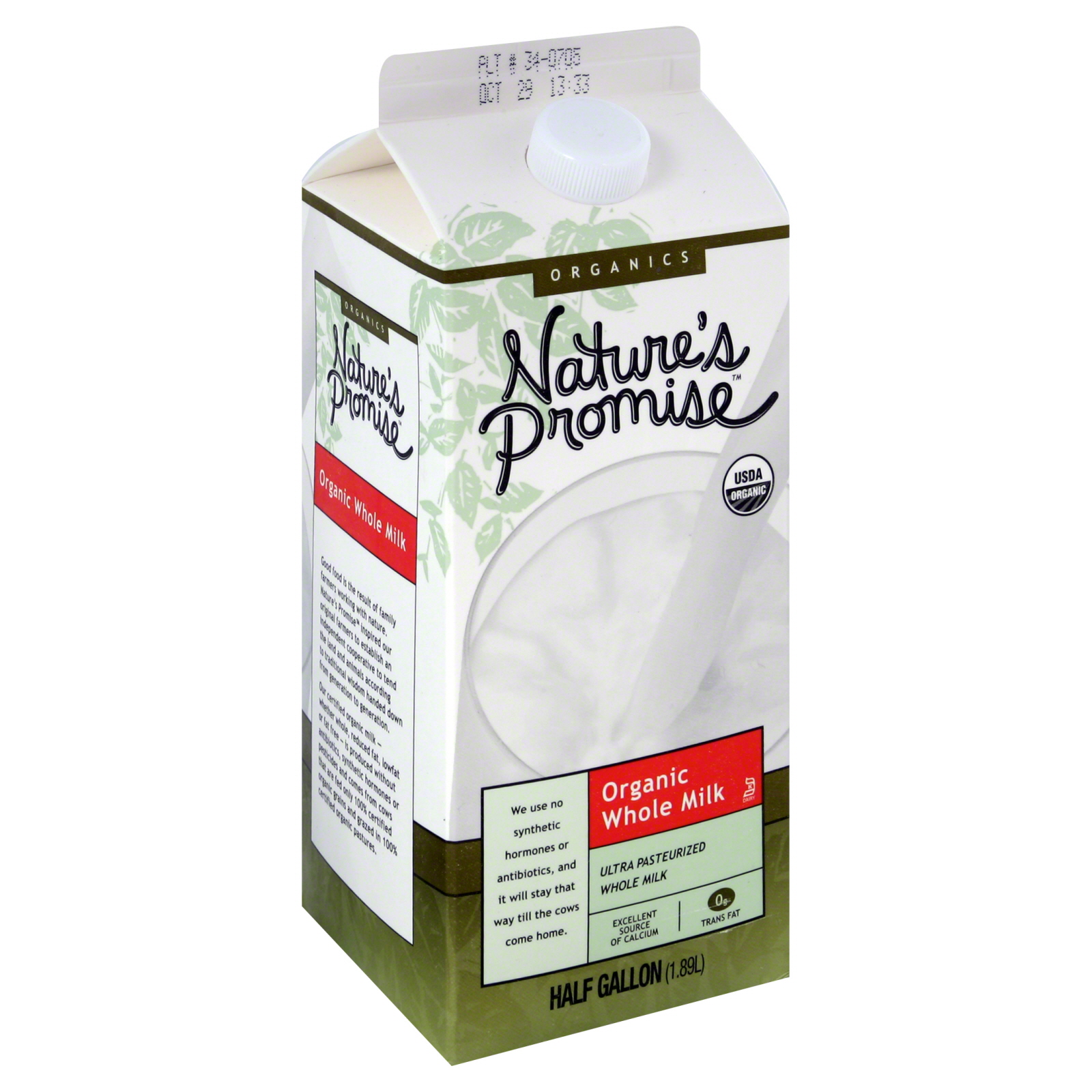 Nature's Promise Organics Organic Whole Milk, 0.5 gal (1.89 lt)