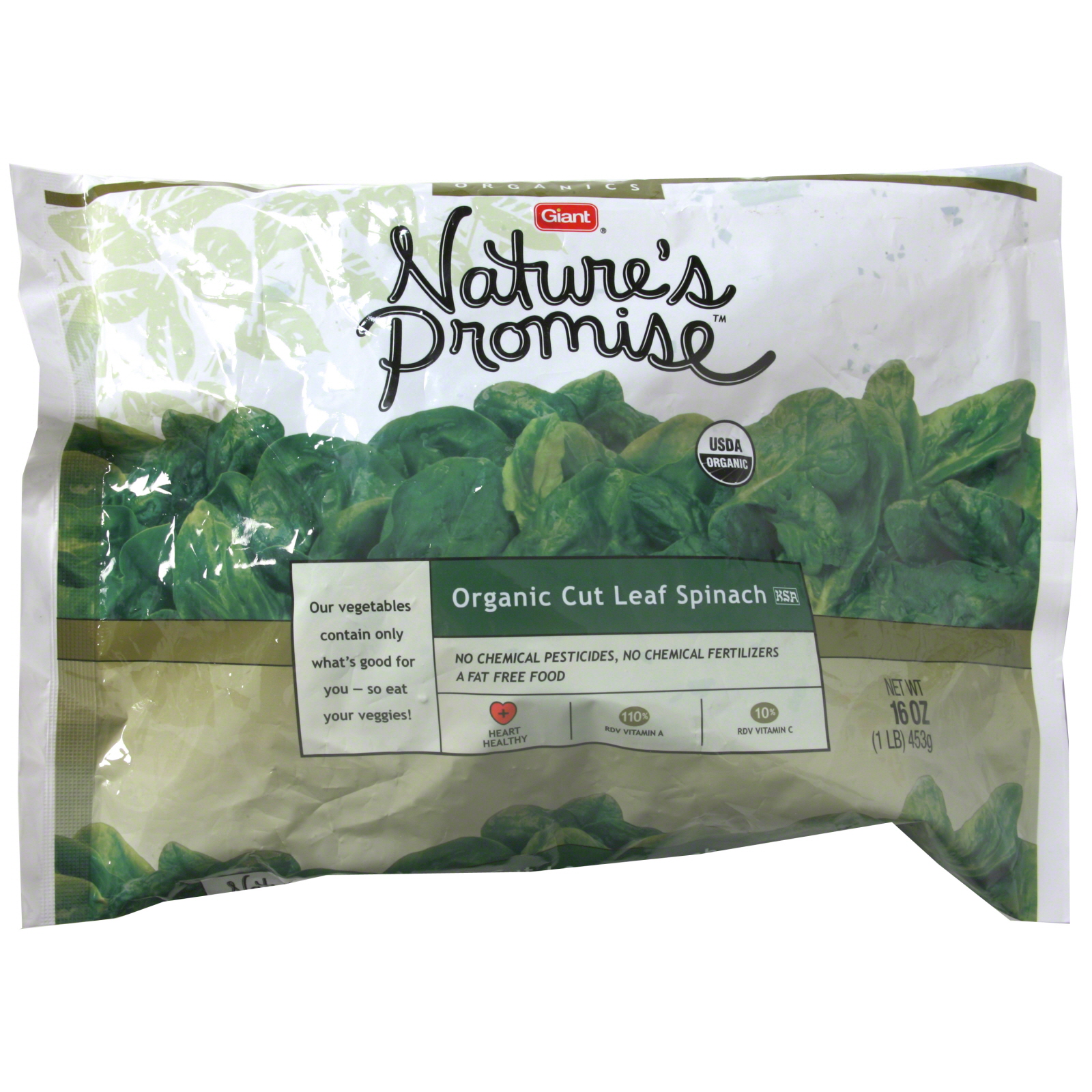 Nature's Promise Organic Cut Leaf Spinach, 16 oz (1 lb) 453 g