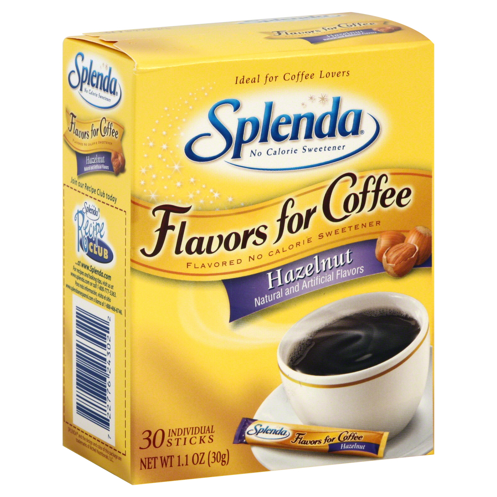 Splenda SCJ243020 Flavors For Coffee No Calorie Sweetener, Hazelnut, 30 sticks [1.1 oz (30 g)]