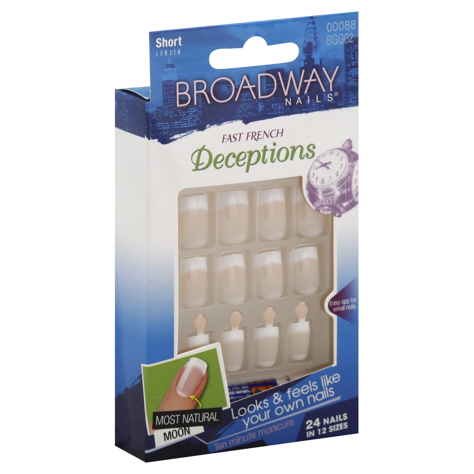 Kiss Broadway Nails Natural Deceptions Nail Kit, Short Length, Oblivious BGG02, 1 kit