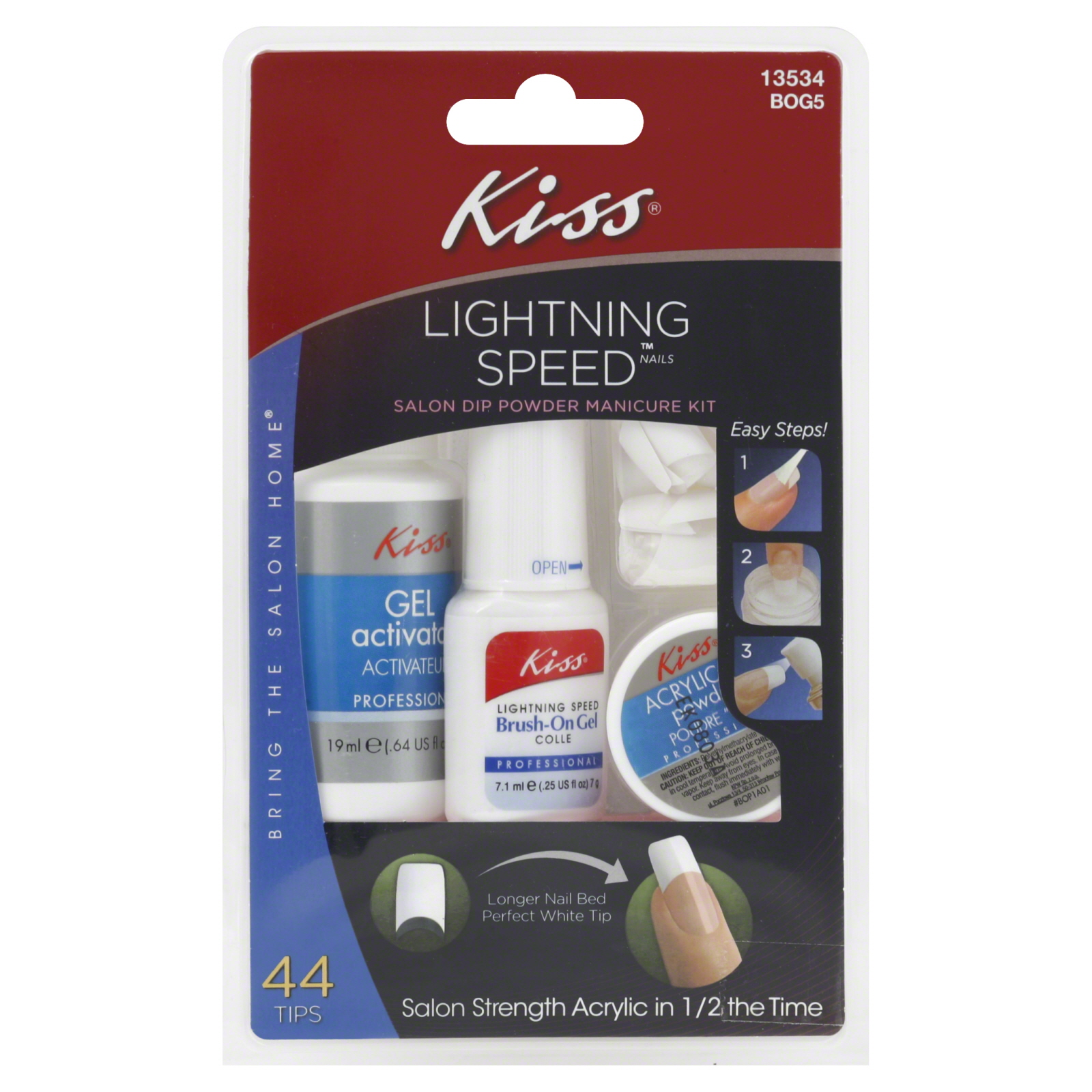 Kiss Lightning Speed Manicure Kit, Salon Dip Powder, 1 kit