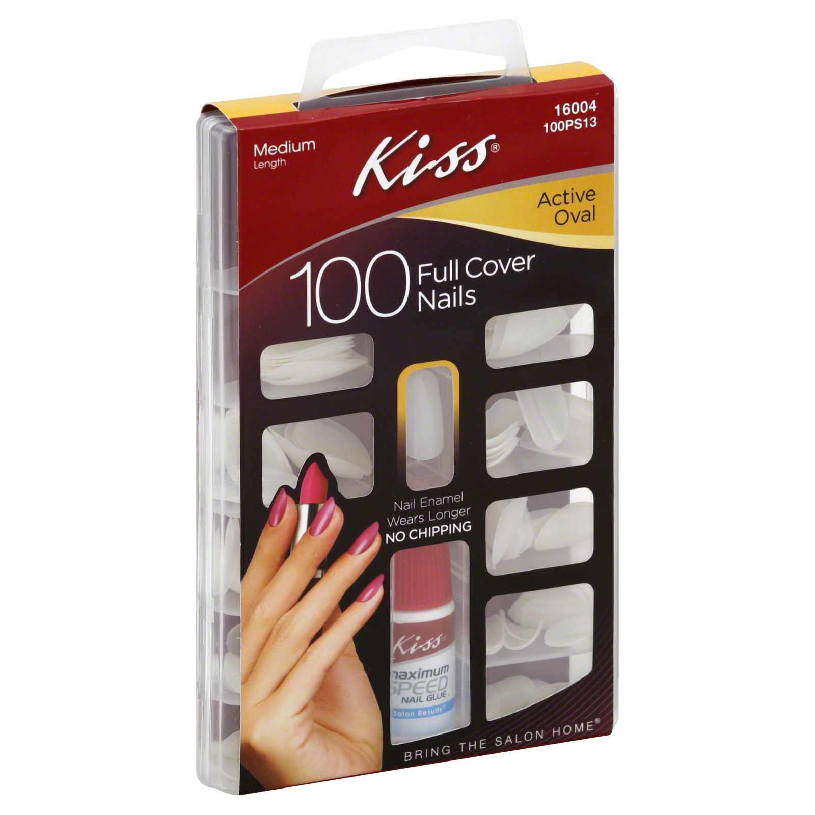 Kiss Full Cover Nails, Active Oval, Medium Length, 1 kit