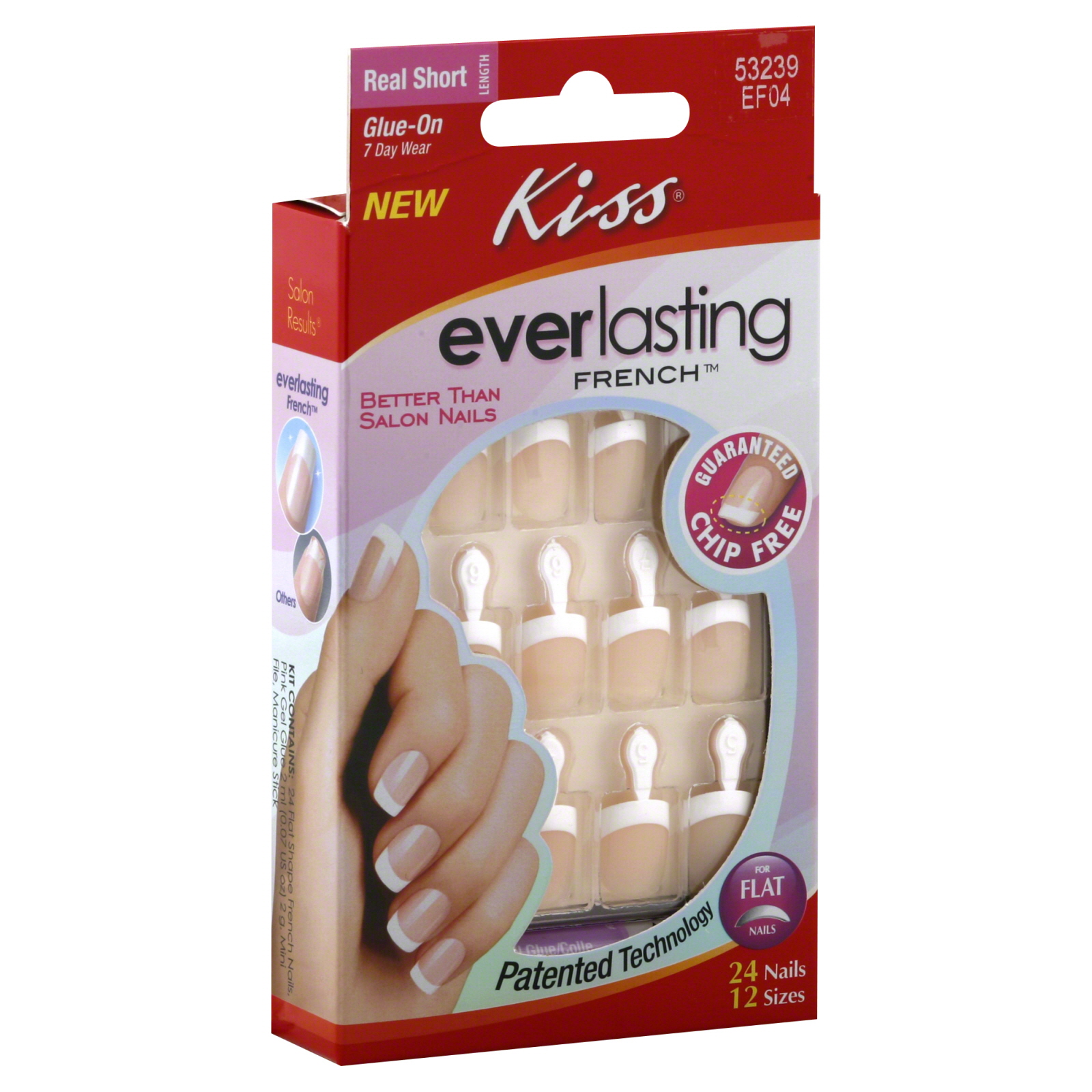 Kiss Everlasting French Nail Kit, Real Short Length, Eternal, 1 kit