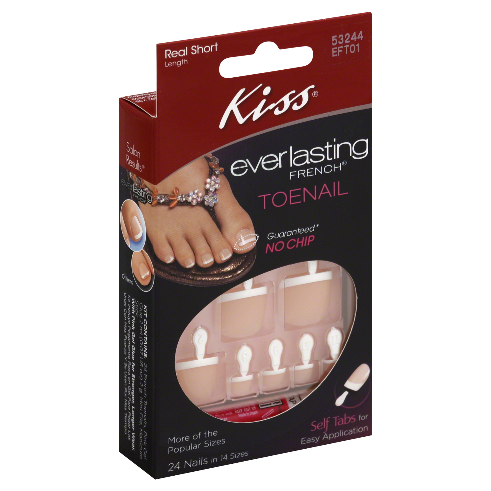 Kiss Everlasting French Toenail Kit, Short Length, Limitless EFT01, 1 kit