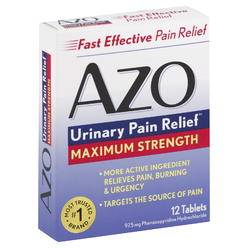 AZO Standard Urinary Pain Relief, Maximum Strength, Tablets, 12 tablets