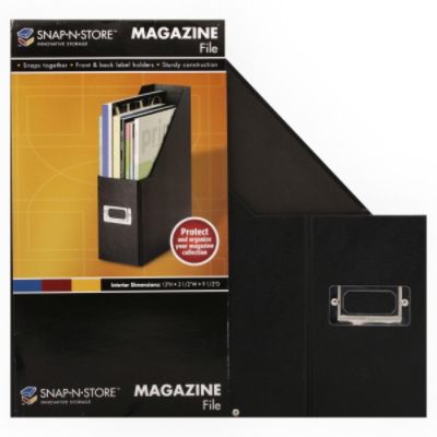 Snap-N-Store IDESNS01565 Heavy-Duty Fiberboard Magazine File with PVC Laminate, 4" x 9 1/4" x 14", Black