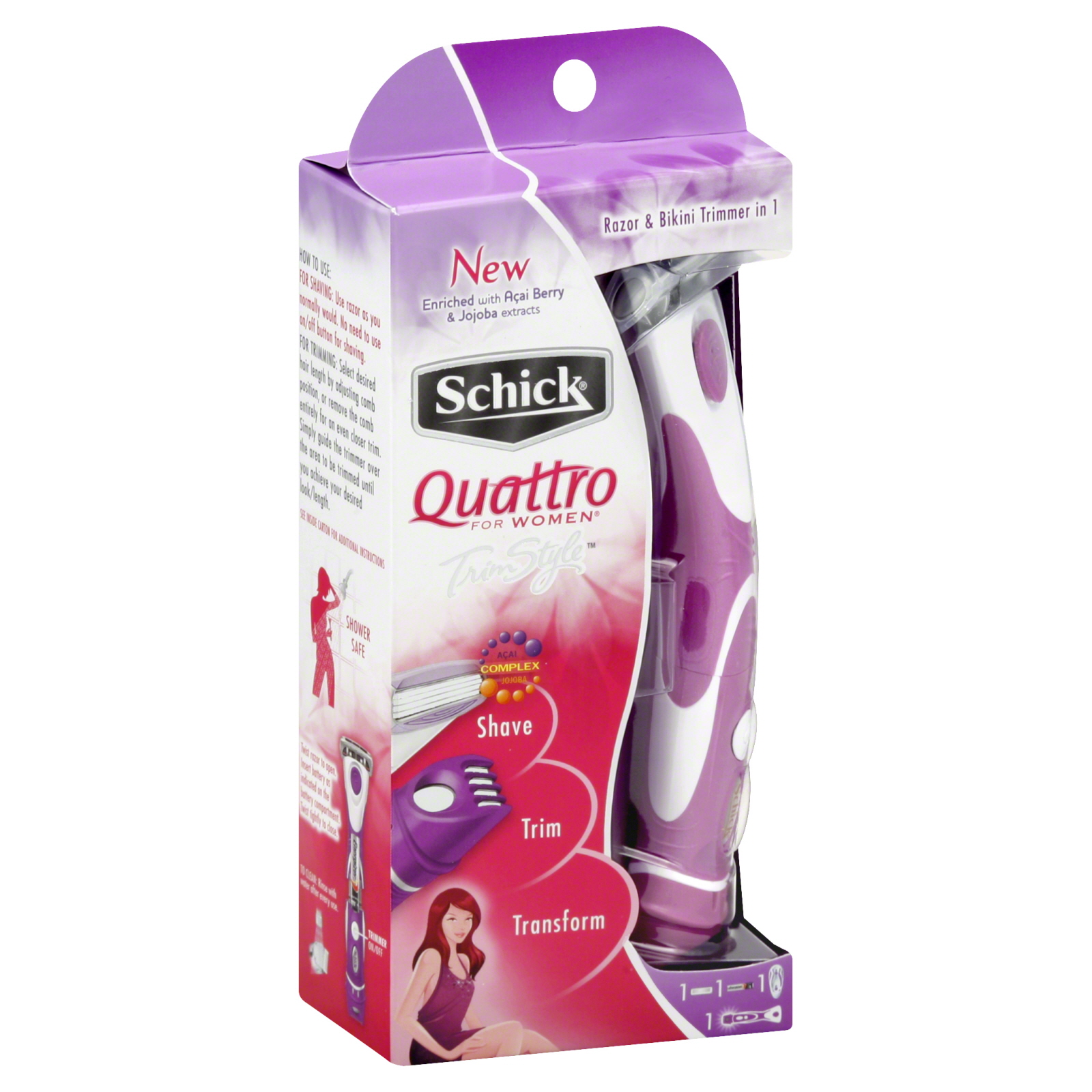 Schick Quattro For Women Razor & Bikini Trimmer, 1 razor