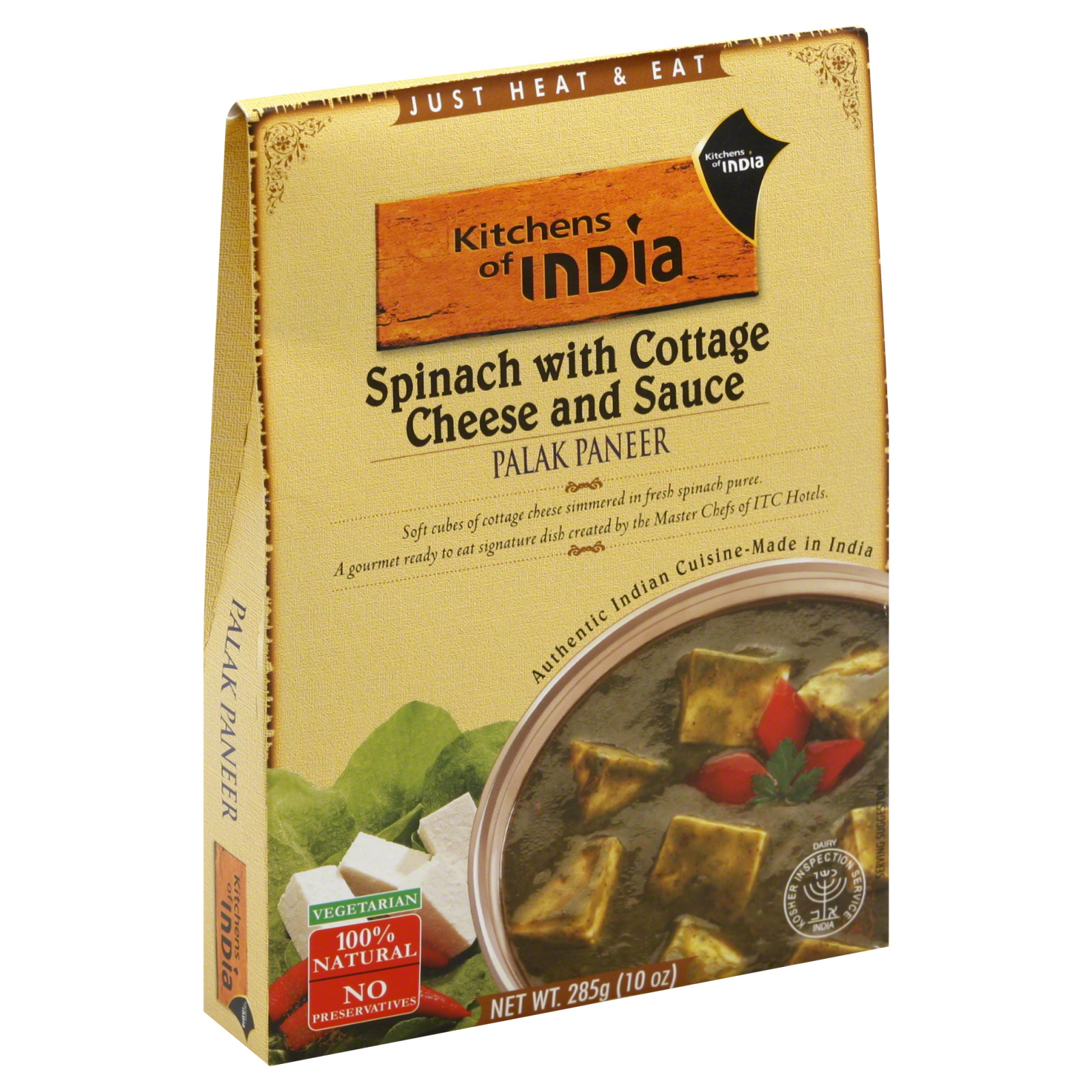 Kitchens of India Spinach with Cottage Cheese and Sauce, Palak Paneer, 10 oz (285 g)
