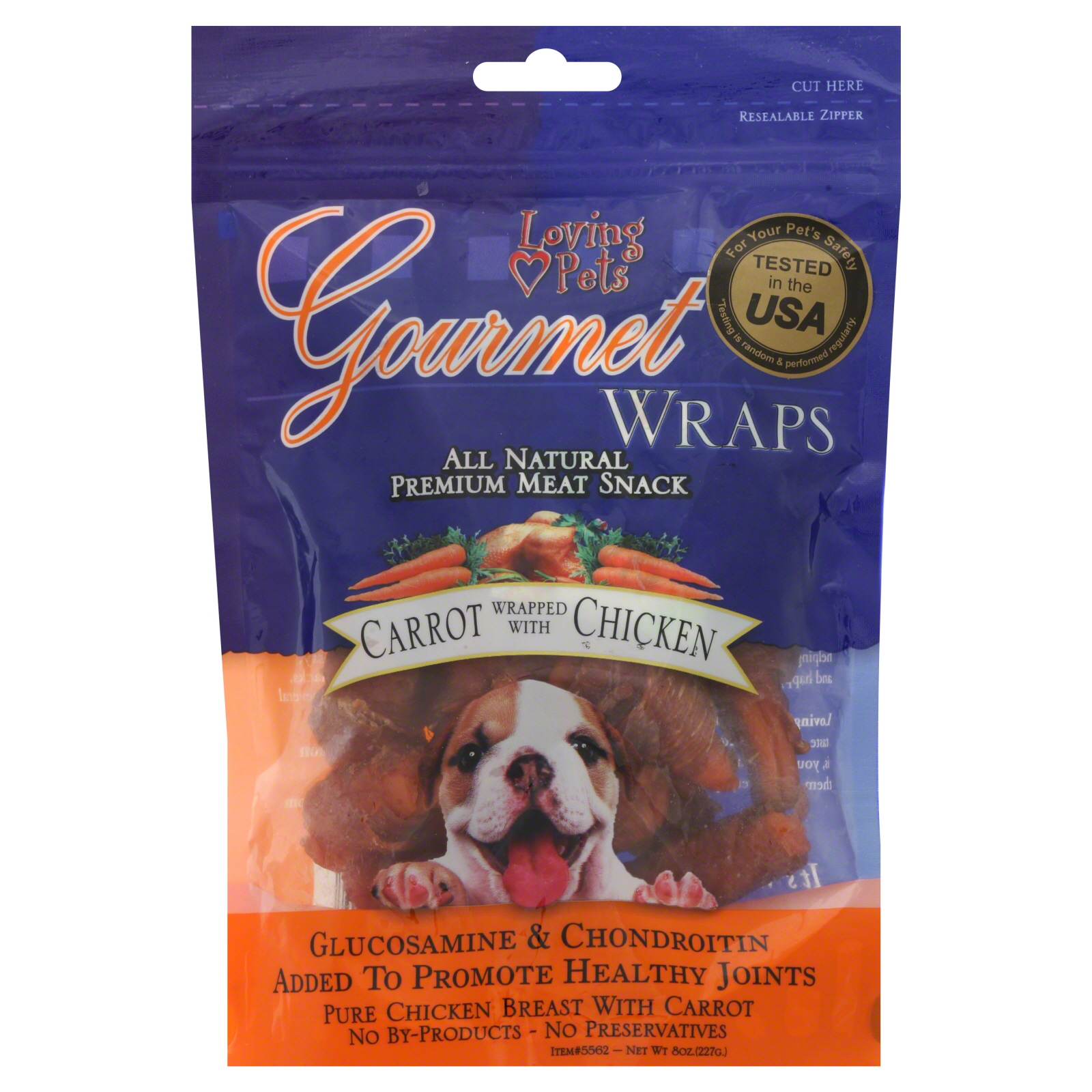Loving Pets Gourmet All Natural Premium Meat Snack, Wraps, Carrot Wrapped with Chicken, 8 oz (227 g)