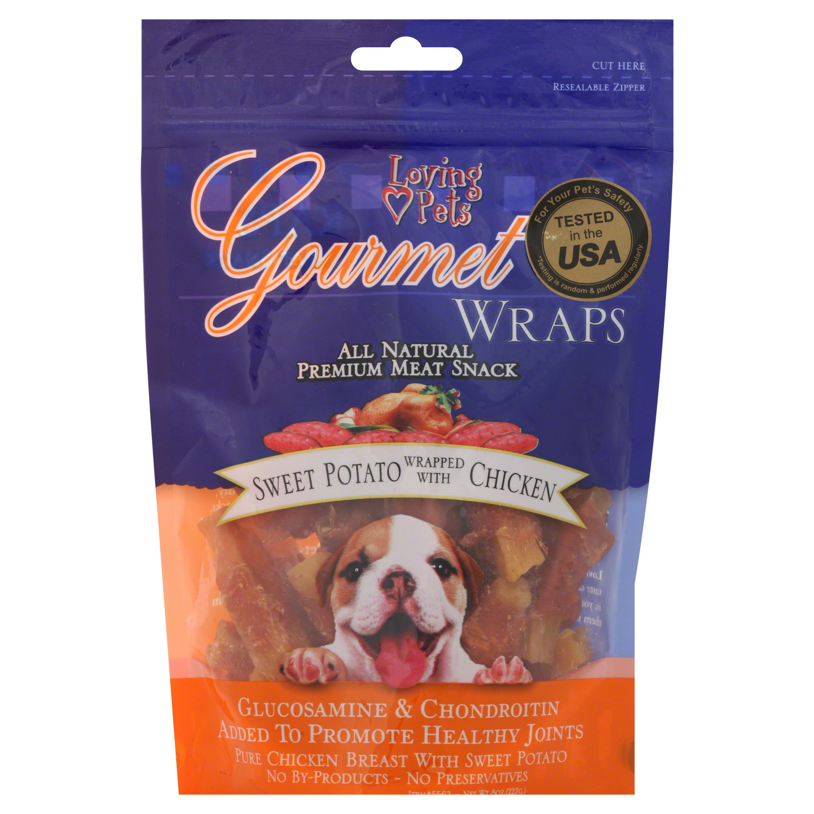 Loving Pets Gourmet All Natural Premium Meat Snack, Wraps, Sweet Potato Wrapped with Chicken, 8 oz (227 g)