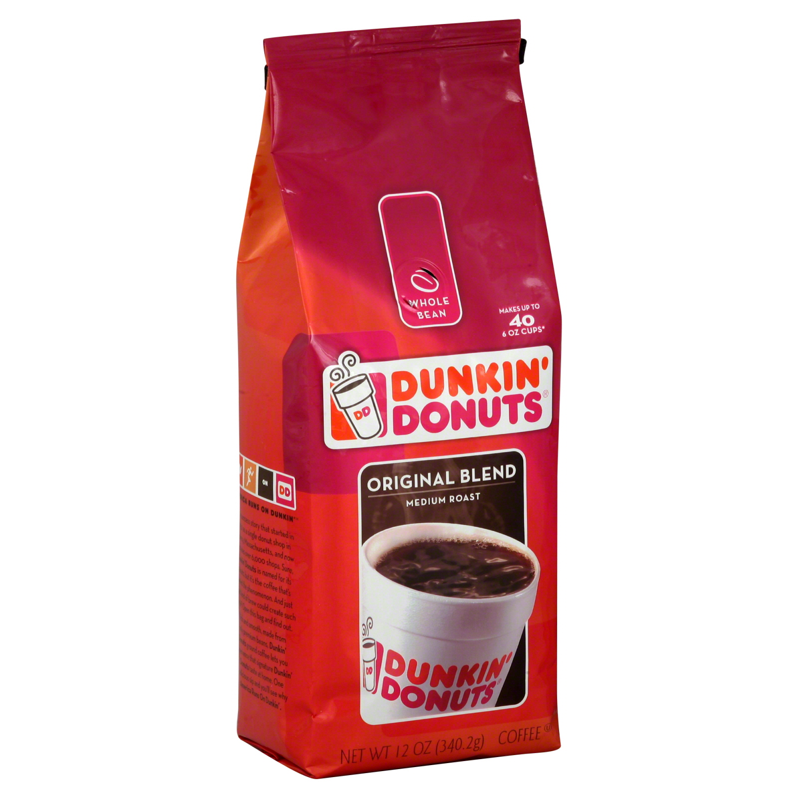 Dunkin' Donuts Coffee, Whole Bean, Original Blend, Medium Roast, 12 oz