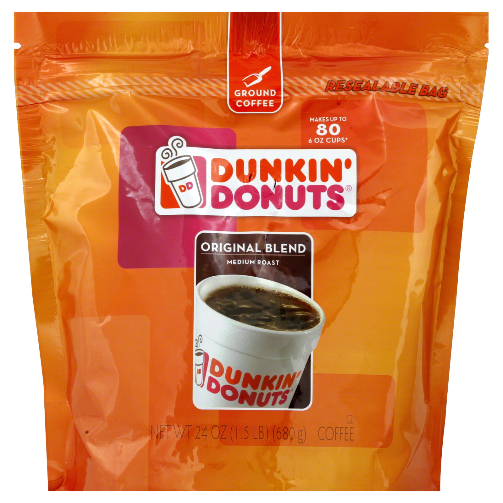 Dunkin' Donuts Coffee, Ground, Original Blend, Medium Roast, 24 oz (1.5 lb) 680 g