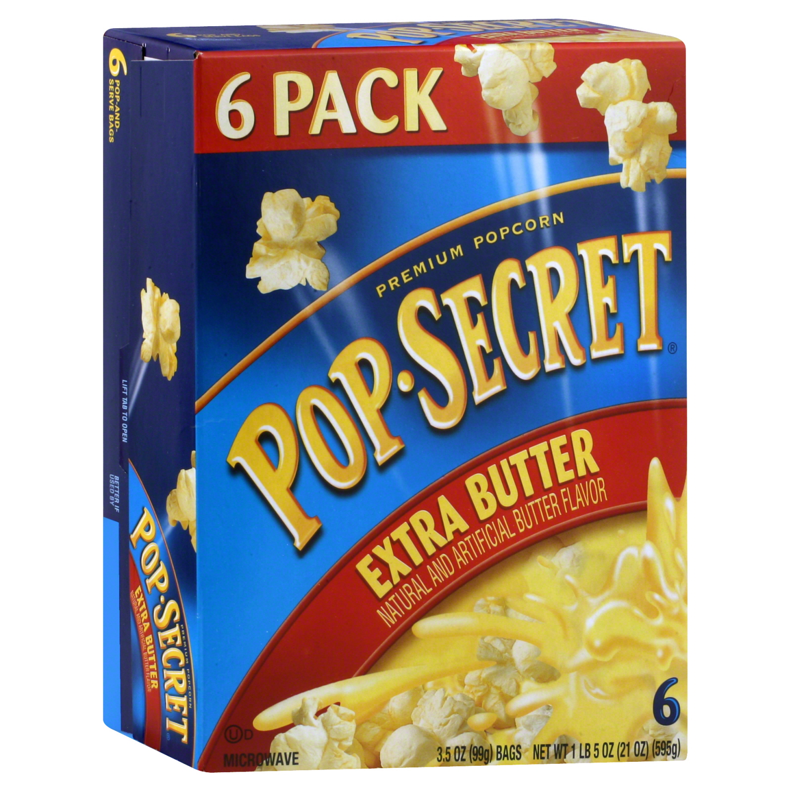 Pop Secret PopSecret Popcorn Premium Extra Butter 6  35 oz 99 g bags 1 lb 5 oz 21 oz 595 g