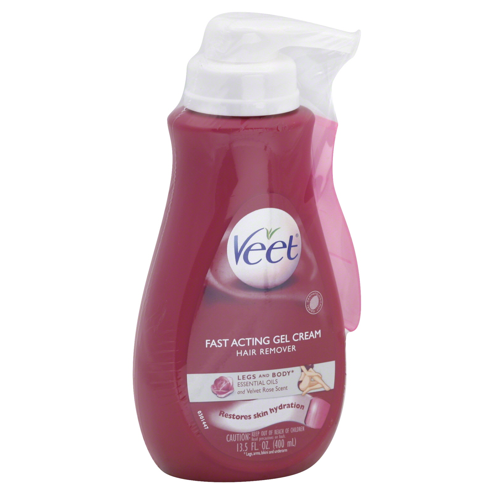 Veet Gel Cream Pump Hair Remover With Essential Oils And Velvet Rose Scent 13.50 oz.