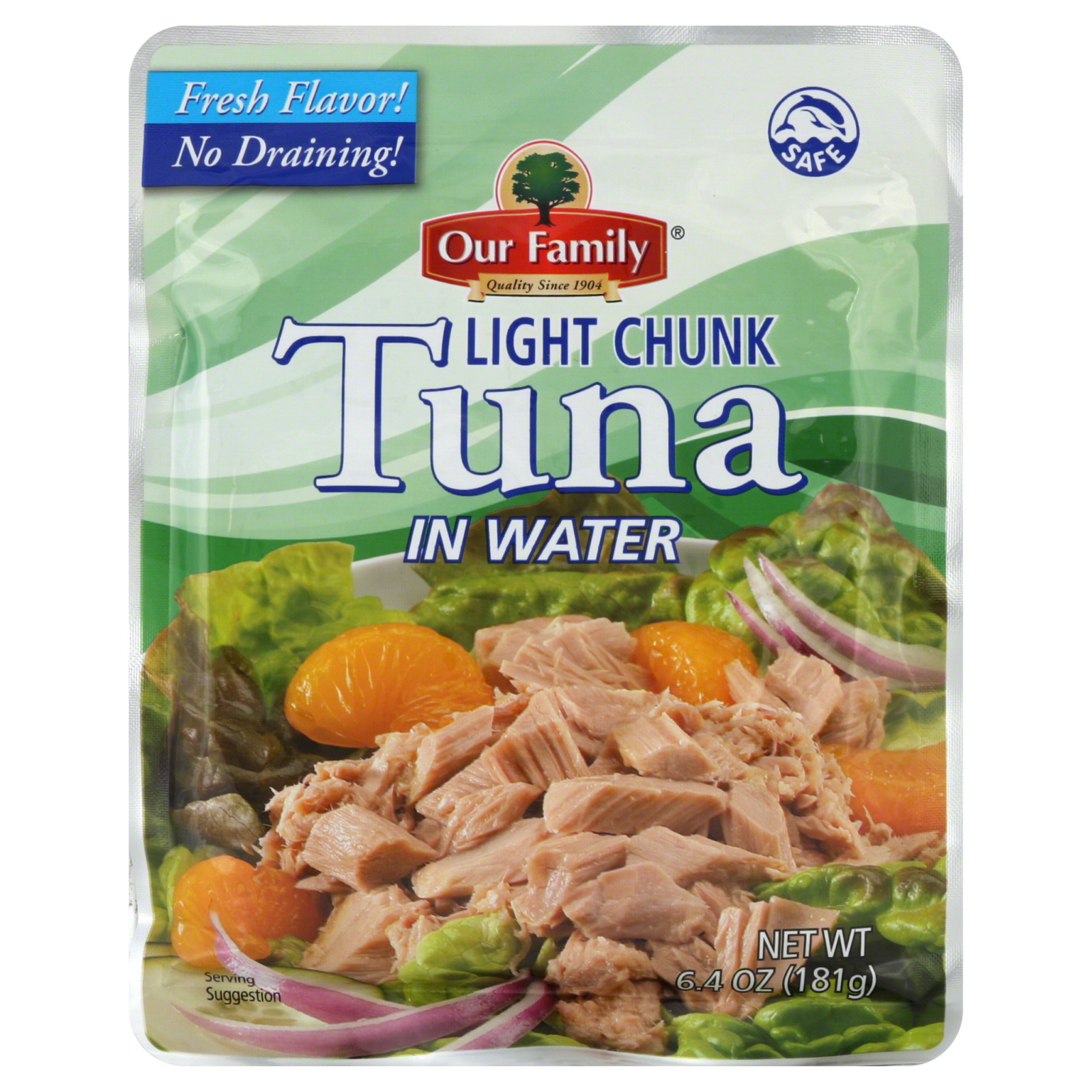 Our Family Tuna, Light Chunk, In Water, 6.4 oz (181 g)
