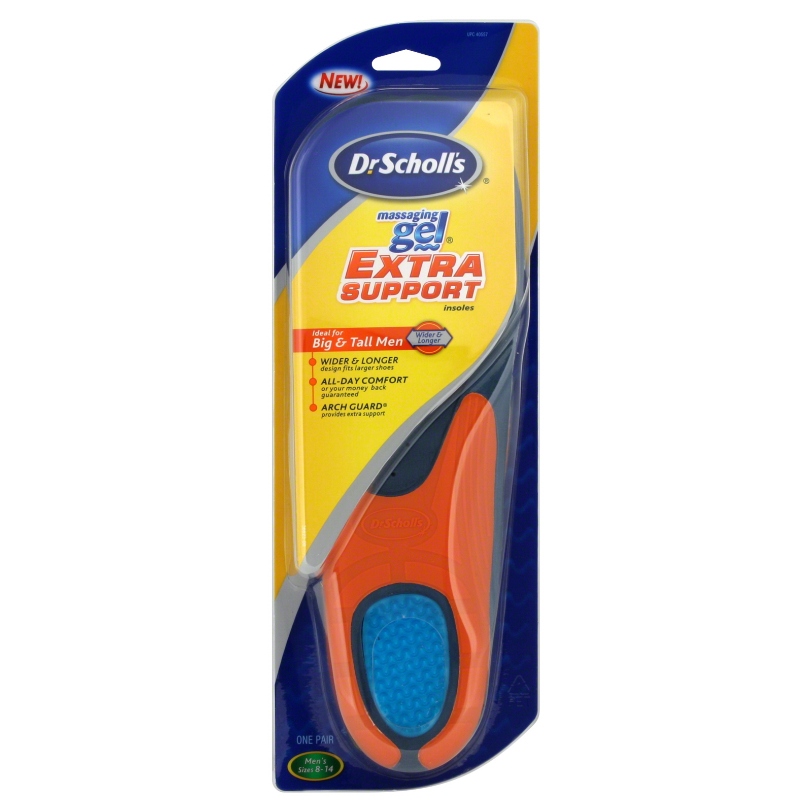 Dr. Scholl's Massaging Gel Insoles, Extra Support, Men's Sizes 8-14, 1 pair