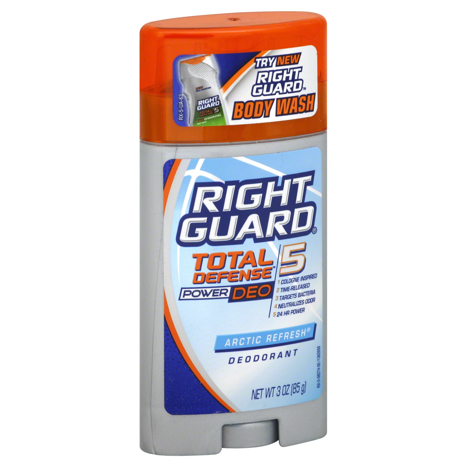 Right Guard Total Defense 5 Power Deo Deodorant, Arctic Refresh, 3 oz (85 g)