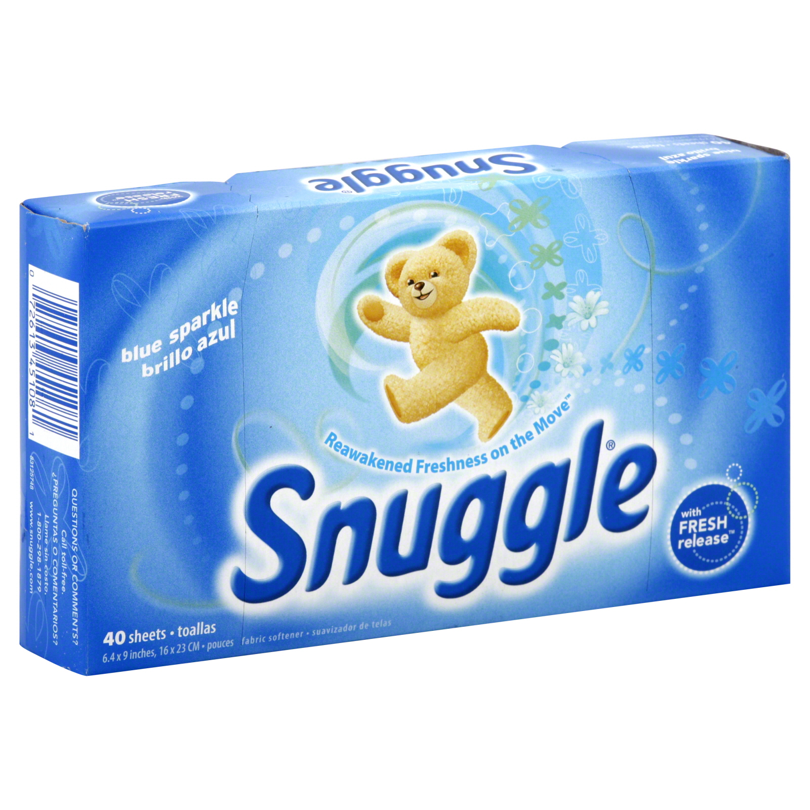 Snuggle Fabric Softener Sheets Blue Sparkle  40 ct.