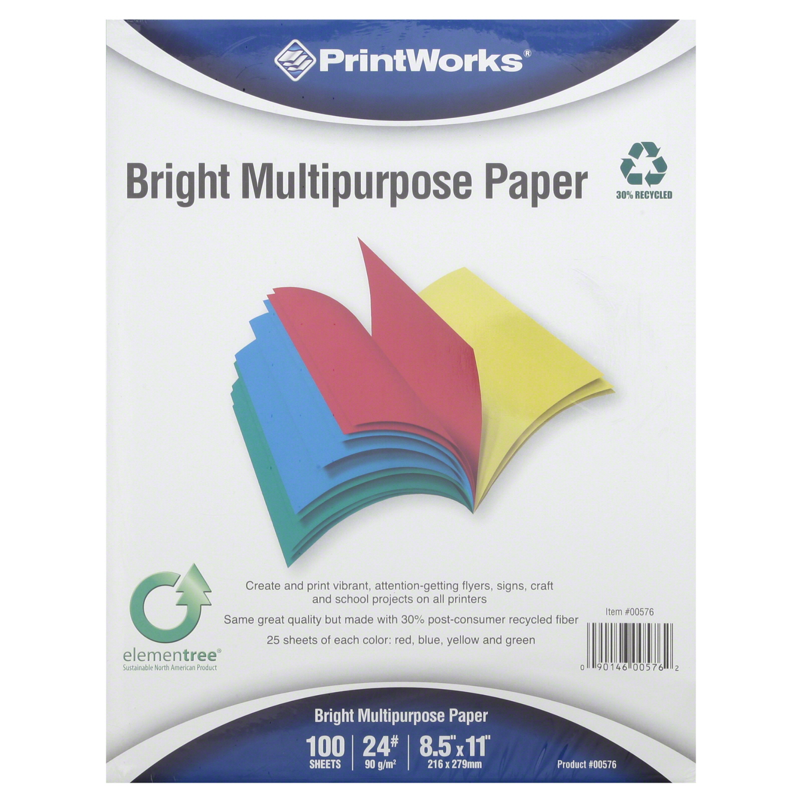 00576 PrintWorks Paper, Bright Multipurpose, 100 sheets