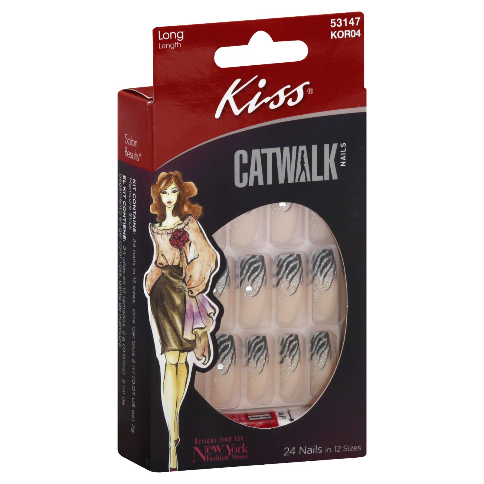 Kiss Catwalk Nail Kit, Long Length 1 kit