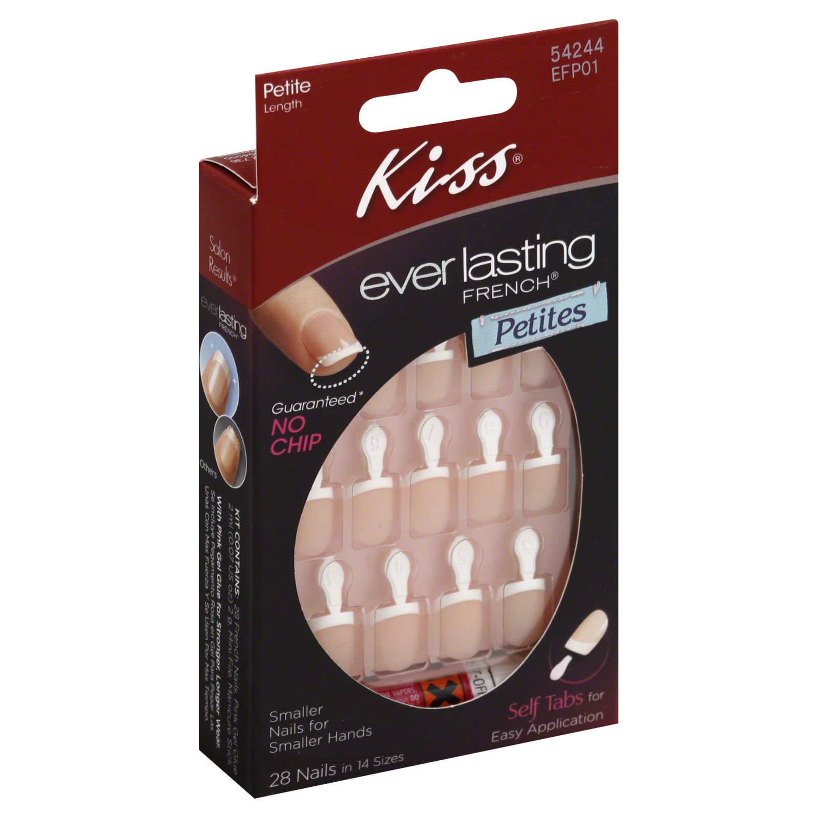 Kiss Everlasting French Nail Kit, Petite Length, Pink, 1 kit