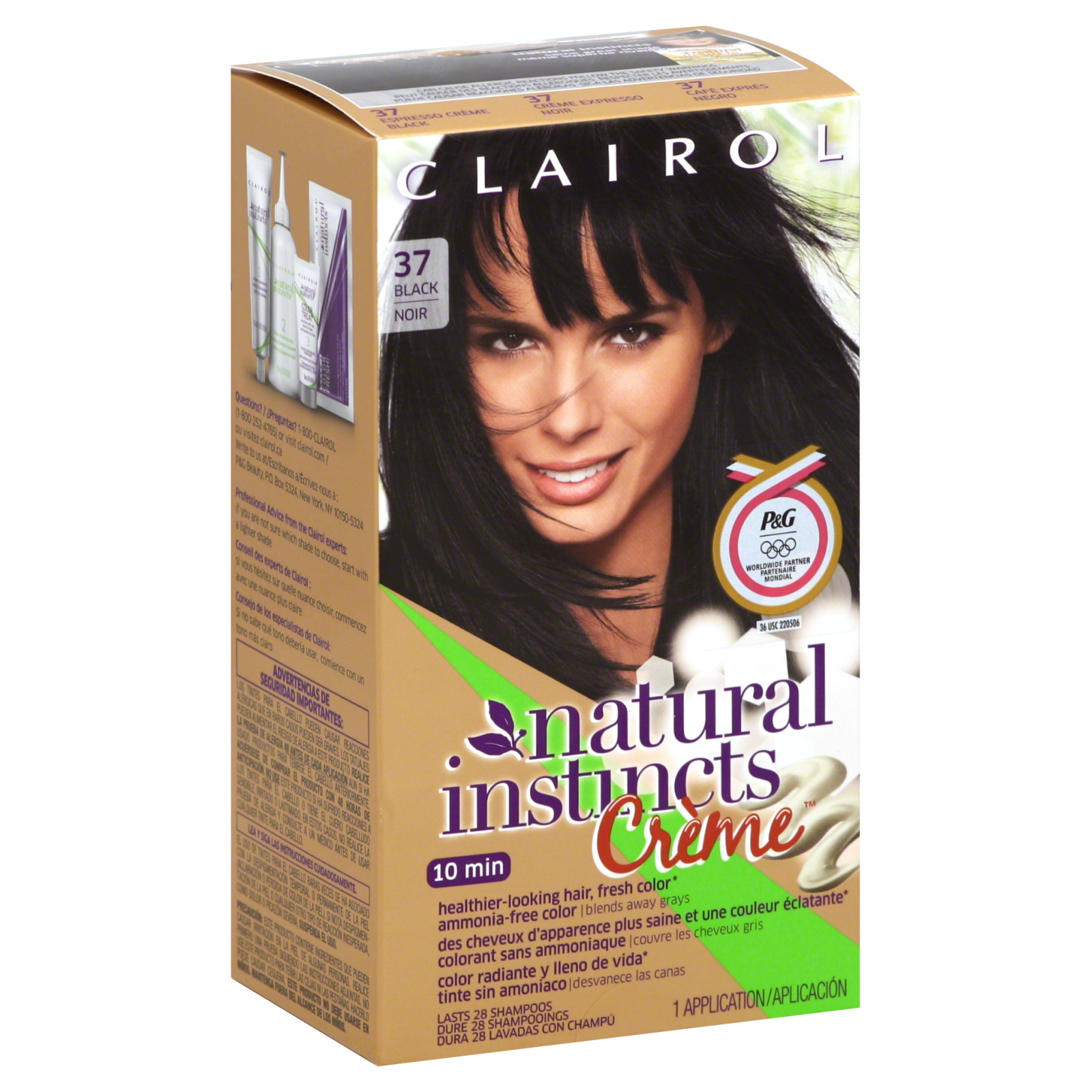 Clairol Natural Instincts Creme Color, Ammonia-Free, Black 37, 1 application
