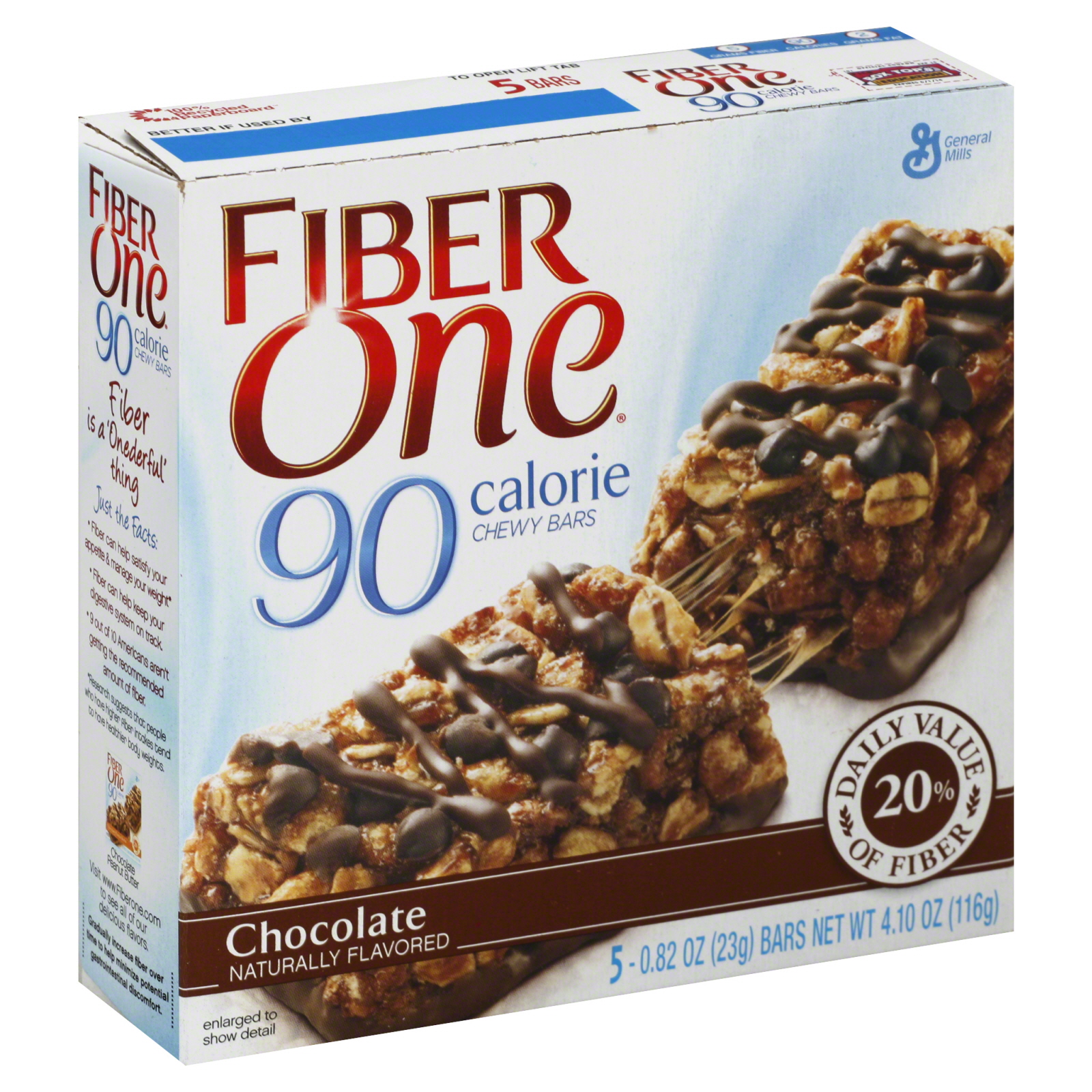 Fiber One 90 Calorie Chewy Bars, Chocolate 5 - 0.82 oz (23 g) bars [4. ...
