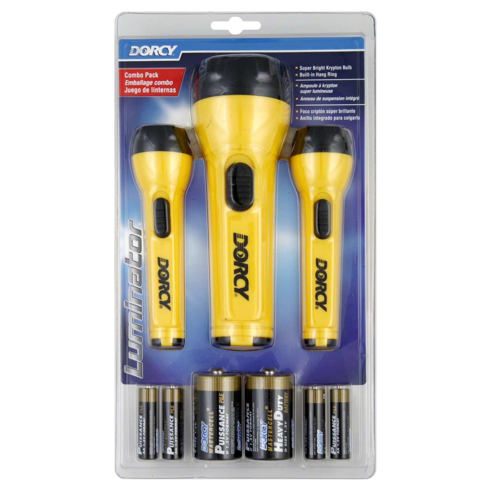 Dorcy 3 Flashlights, Combo Pack,   2D/2-2AA