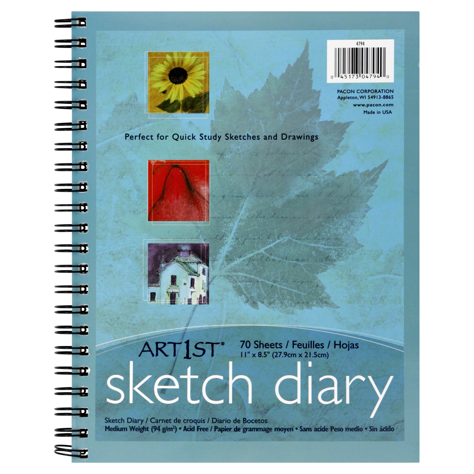 Pacon PAC4794 Art1st Sketch Diary, 11 x 8 1/2, 60 lb, 70 Sheets, White