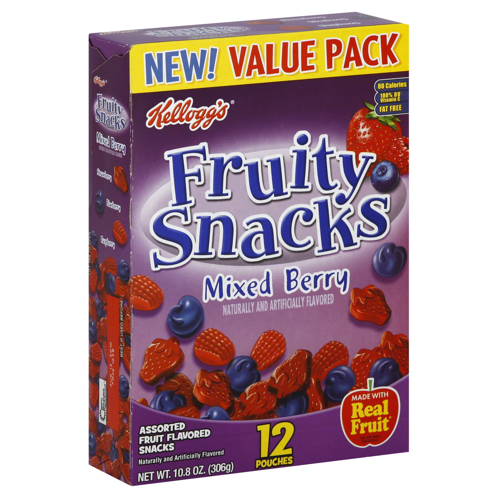 Kellogg's Fruity Snacks Snacks, Fruit Flavored, Mixed Berry, Value Pack 12 pouches [10.8 oz (306 g)]