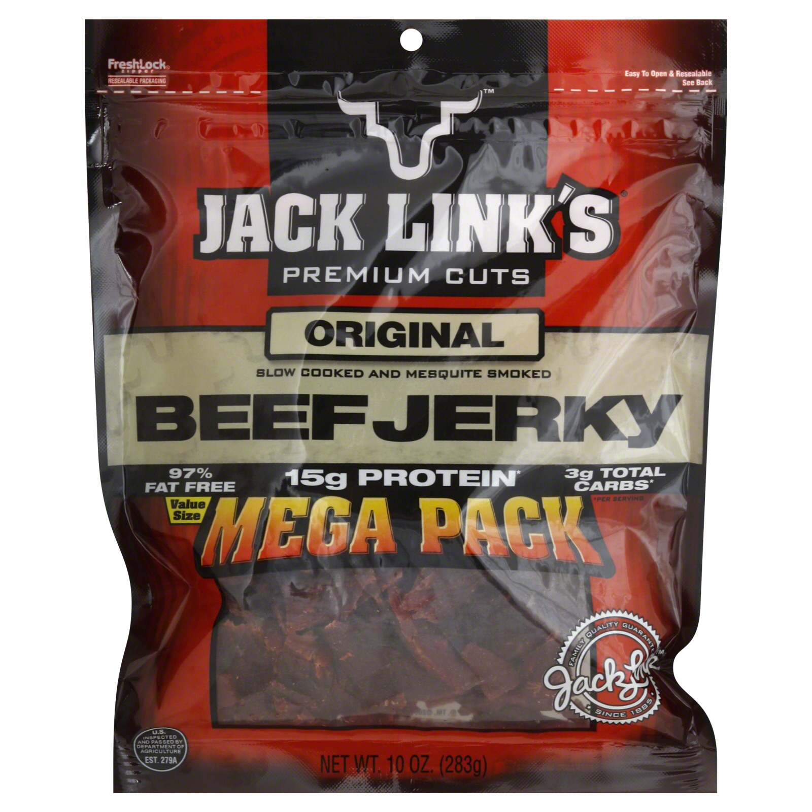 Jack Link's Premium Cuts Beef Jerky, Original, Mega Pack, Value Size 10 oz (283 g)