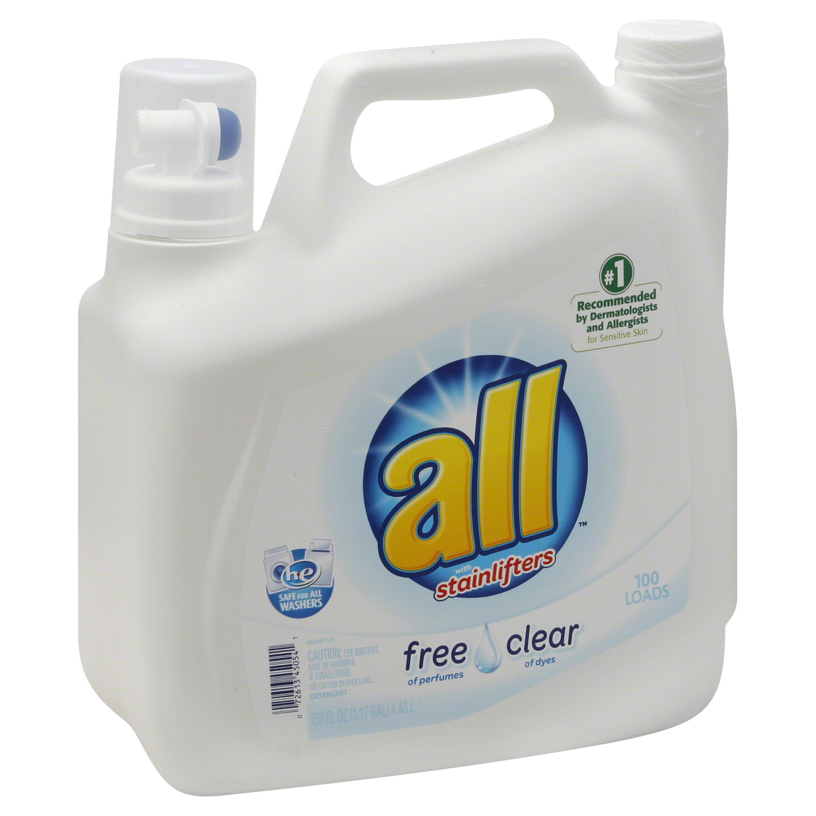 All Free Clear Detergent, 2X Ultra, with Stainlifters 150 fl oz (4.68 qt) 4.43 lt
