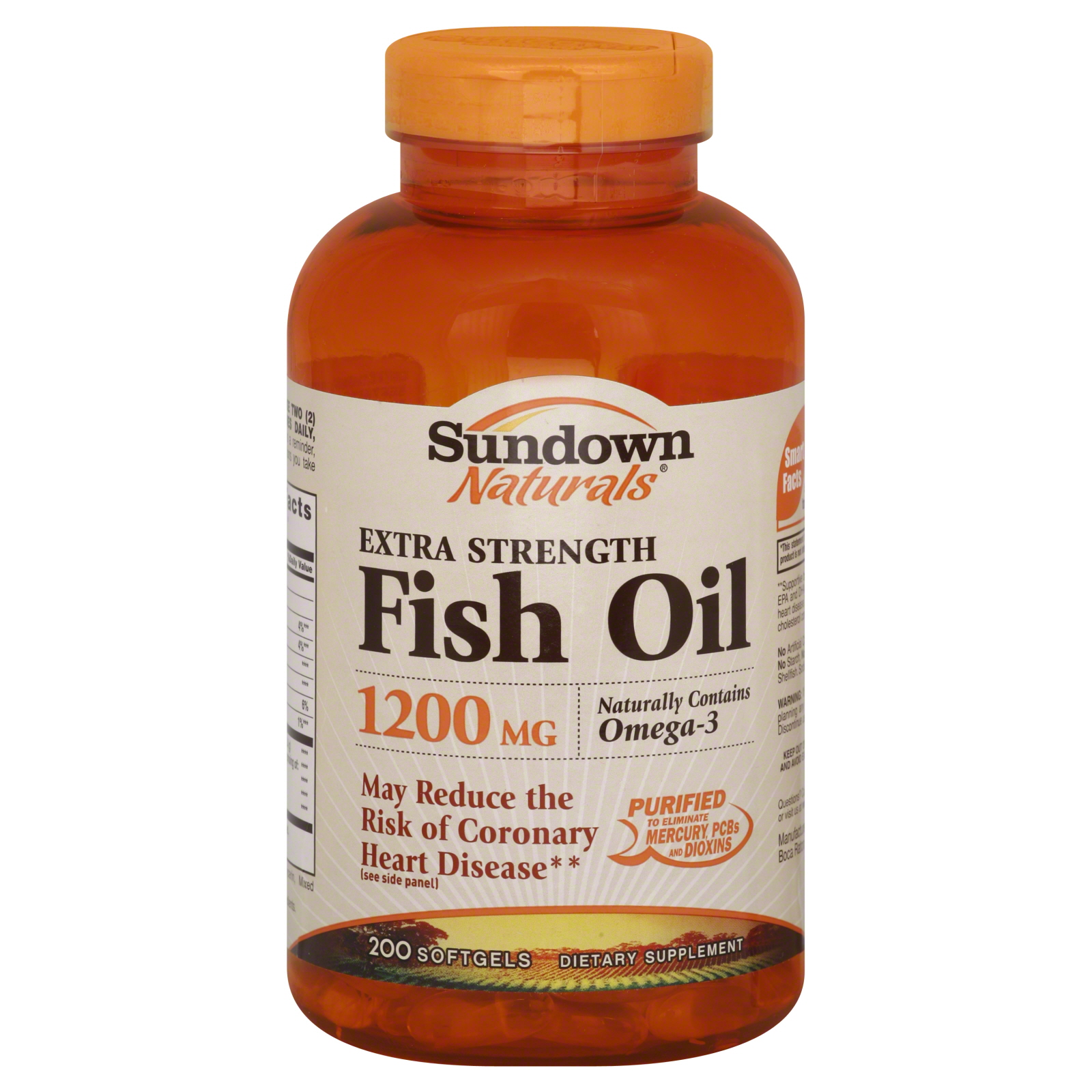 Sundown Naturals Fish Oil, Extra Strength, 1200 mg, Softgels, 200 softgels